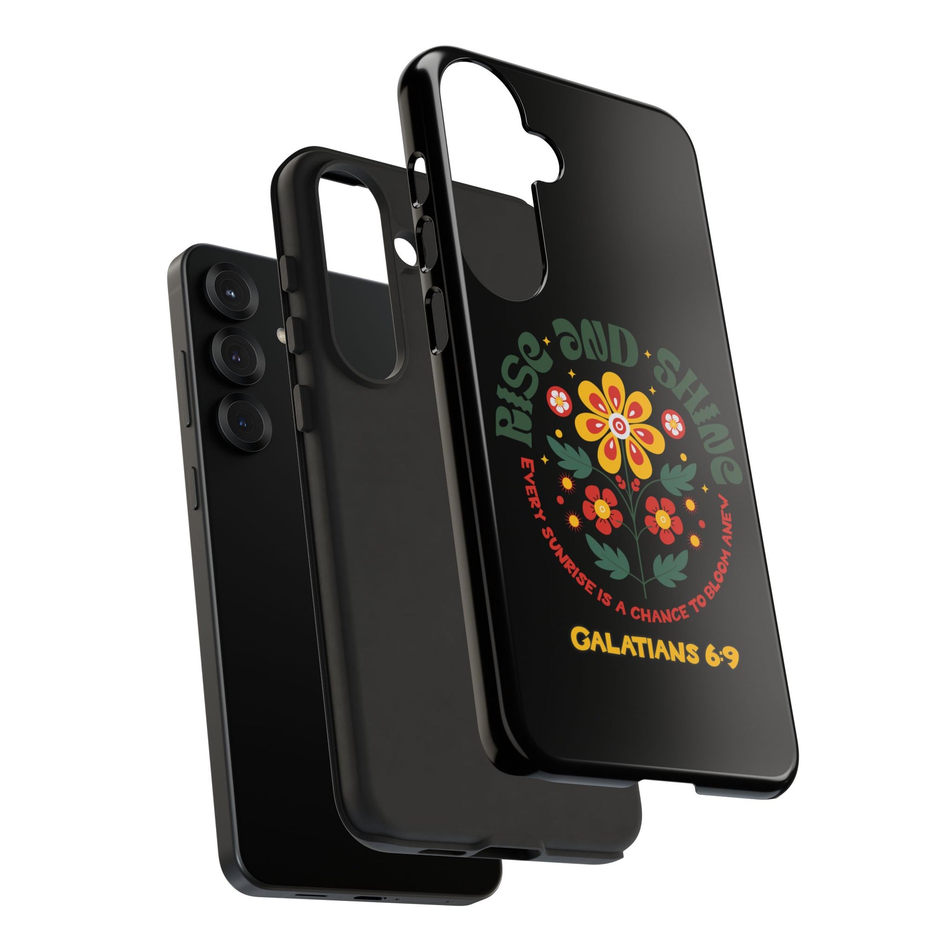 Floral "Rise and Shine" Galatians 6:9 Phone Case – Motivational Christian Gift
