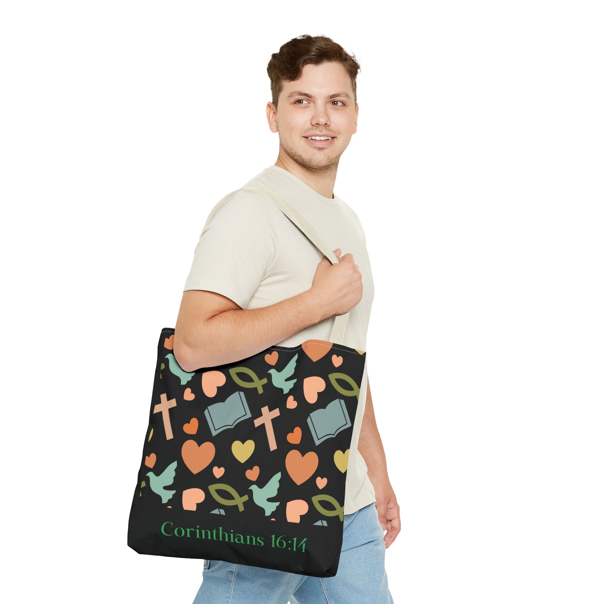 Christian Tote Bag with Inspirational Design, Perfect for Church, Gift for Believers, Faith-based Accessory, Everyday Use, Bible Verse Tote