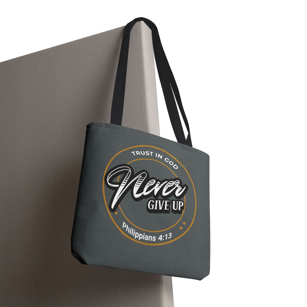 Inspirational Tote Bag, Trust in God, Never Give Up, Bible Verse Bag, Motivational Purse, Christian Gift, Philippians 4:13