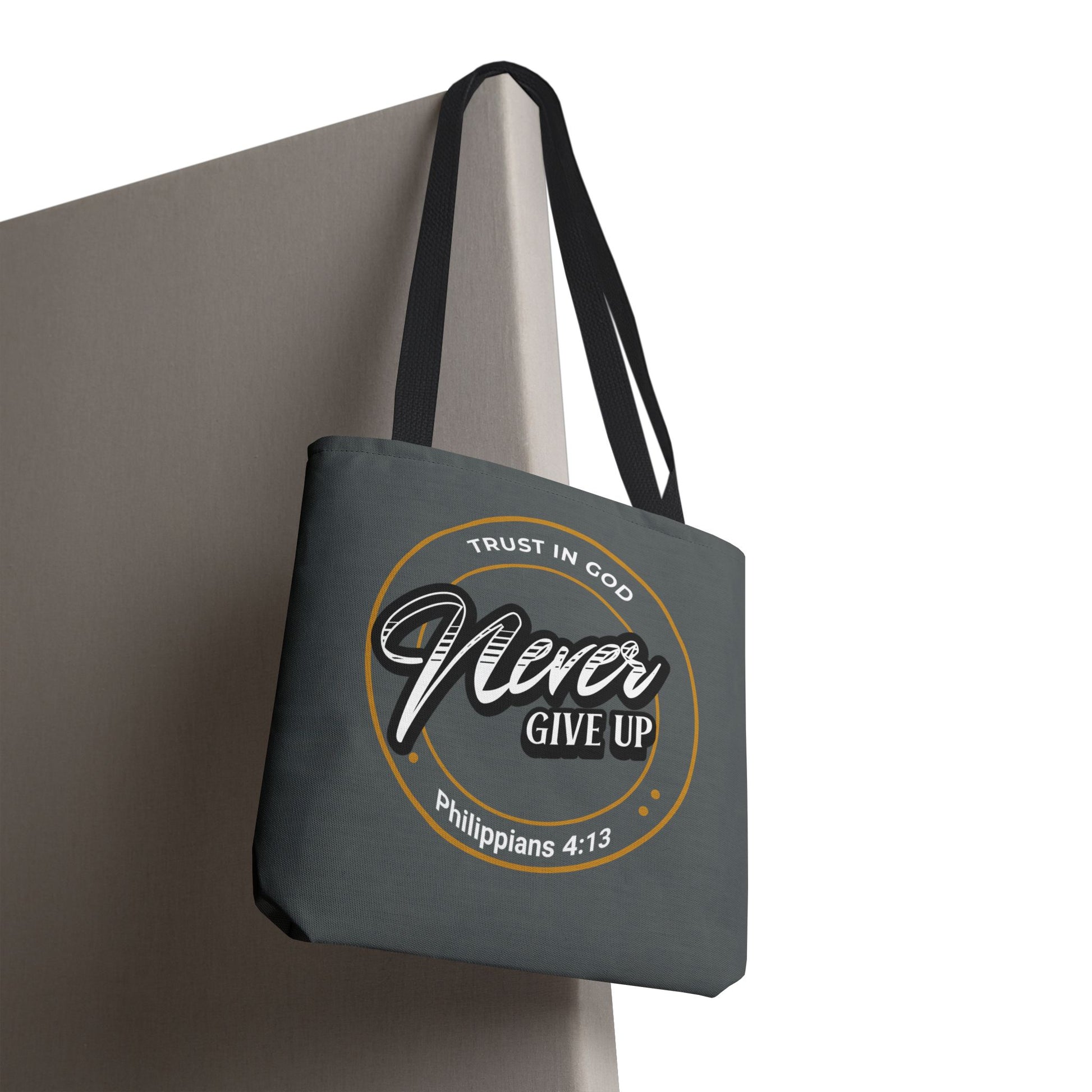 Inspirational Tote Bag, Trust in God, Never Give Up, Bible Verse Bag, Motivational Purse, Christian Gift, Philippians 4:13