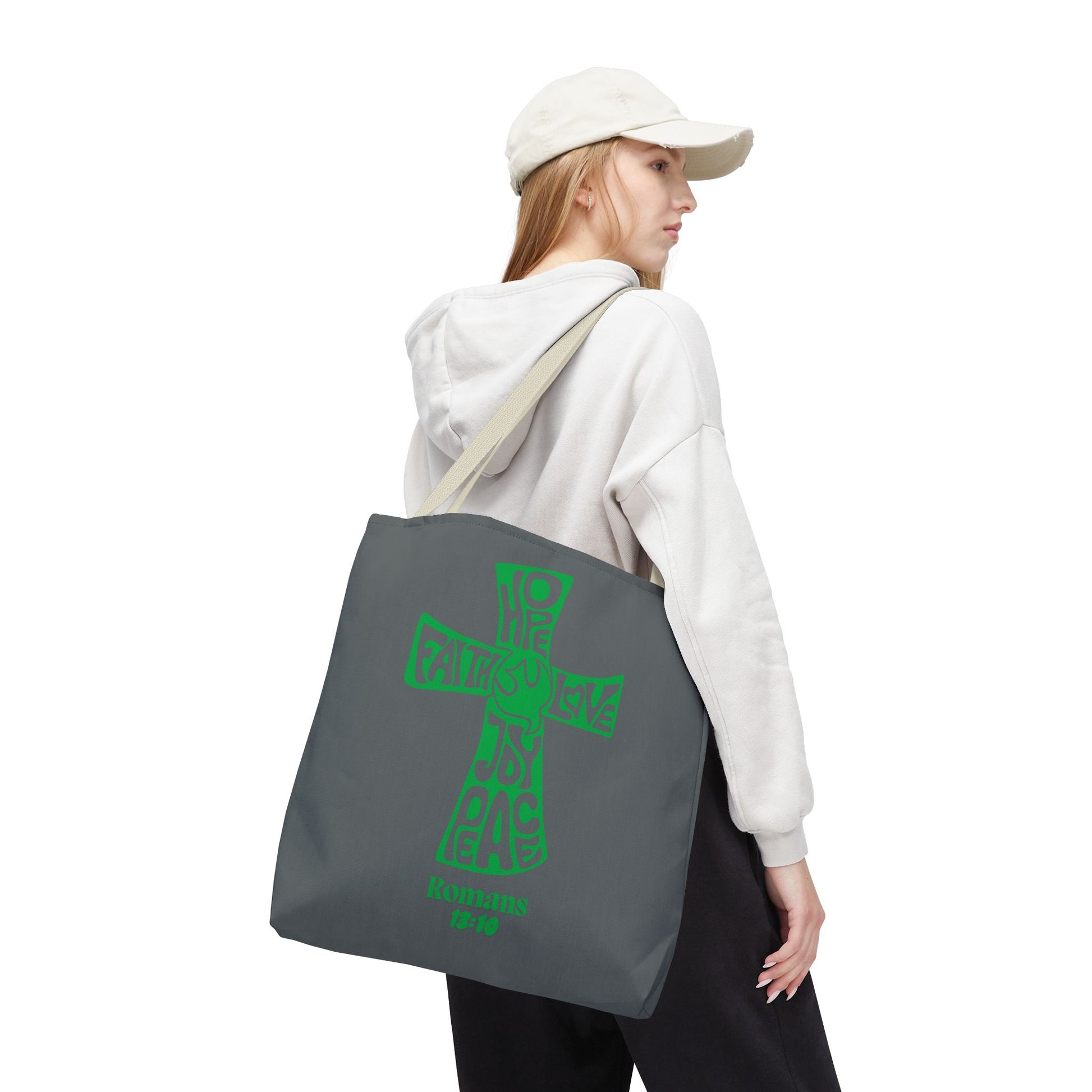 Faith-Inspired Tote Bag, Motivational Cross Design, Spiritual Gift, Everyday Use, Eco-Friendly Fashion, Religious Accessories
