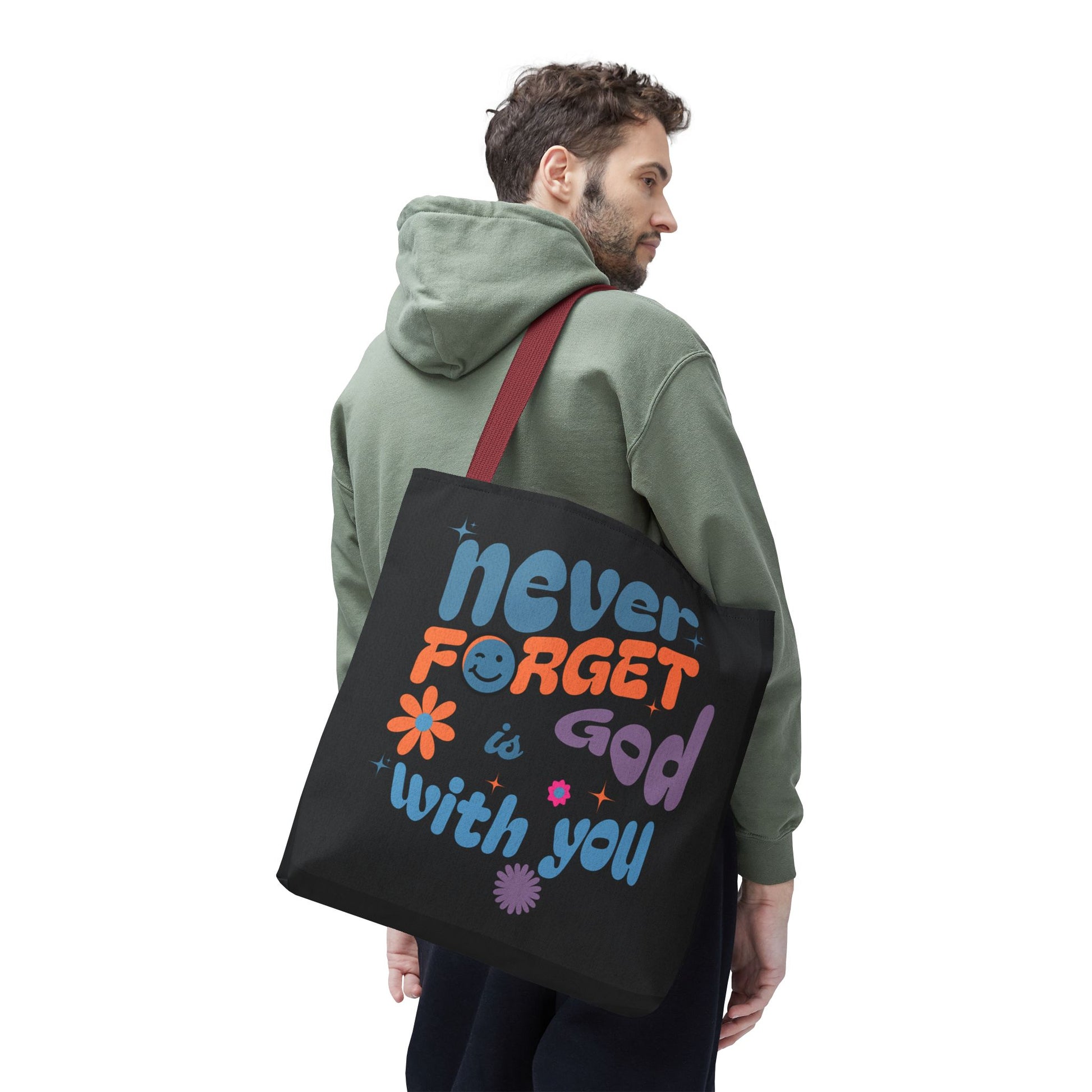 Inspirational Tote Bag - "Never Forget God is with You" - Motivational Gift, Faith-Based, Everyday Use, Shopping Bag, Church Bag, [...]