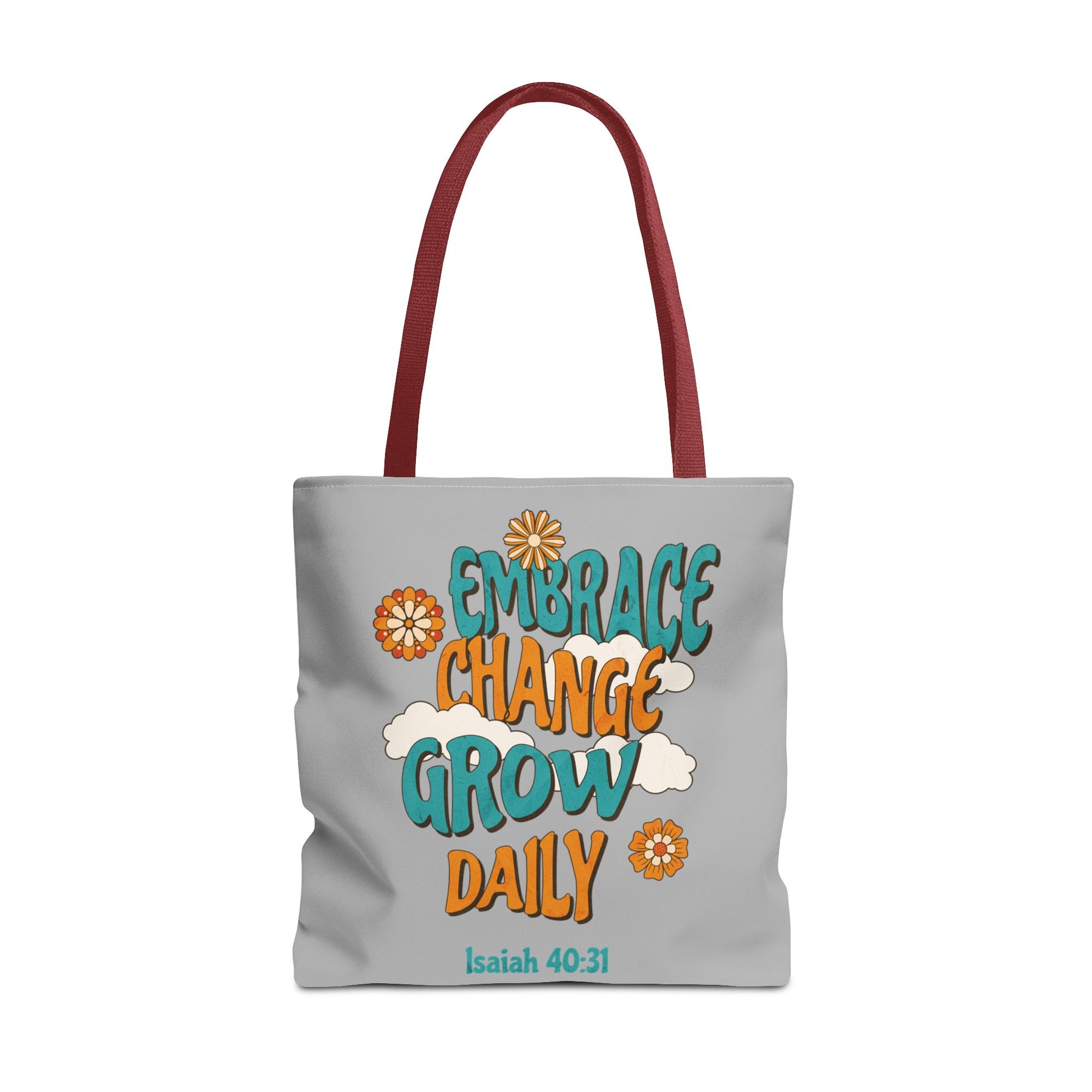 Inspirational Tote Bag, Motivational Bag, Embrace Change Gift, Daily Growth Tote, Christian Quotes Accessory