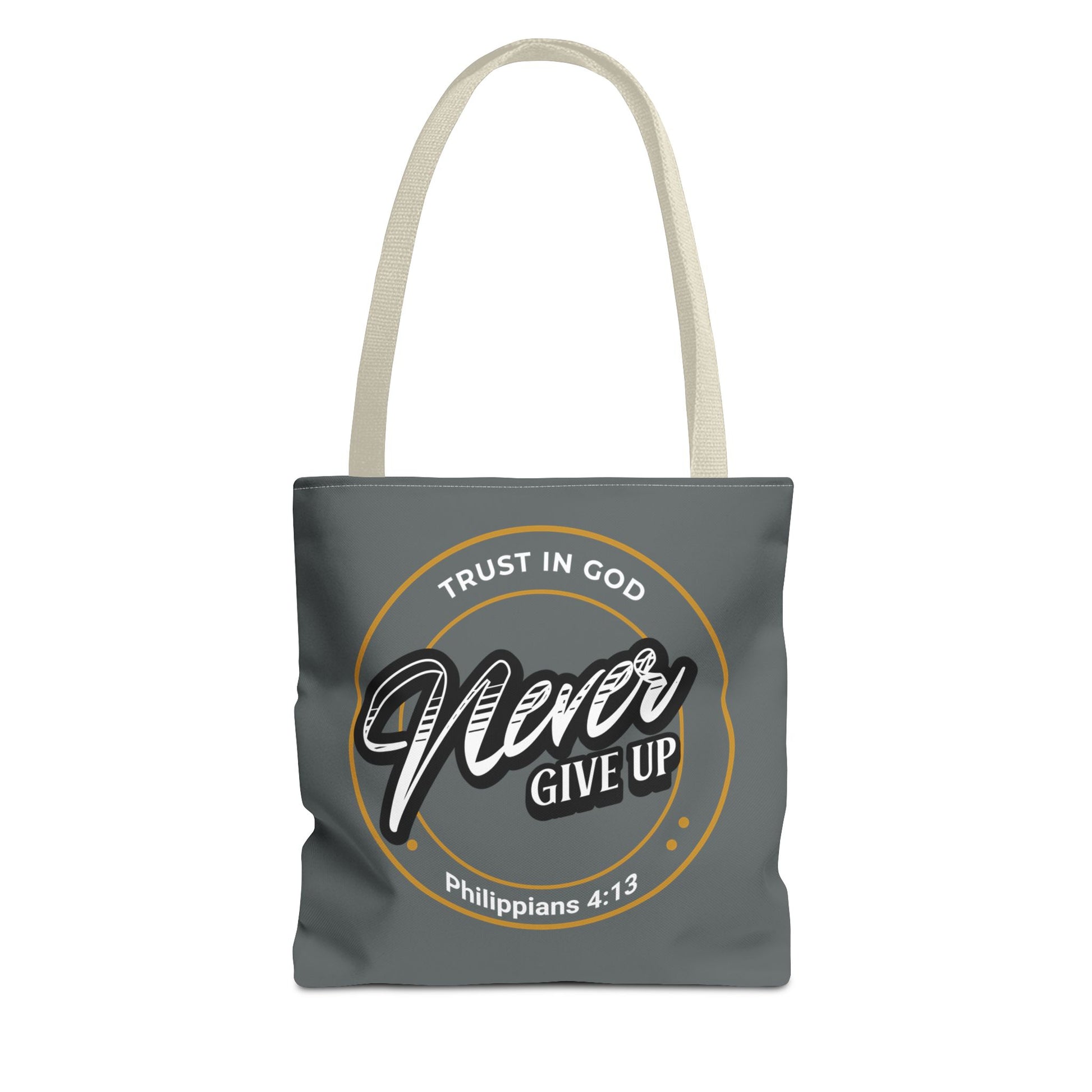 Inspirational Tote Bag, Trust in God, Never Give Up, Bible Verse Bag, Motivational Purse, Christian Gift, Philippians 4:13