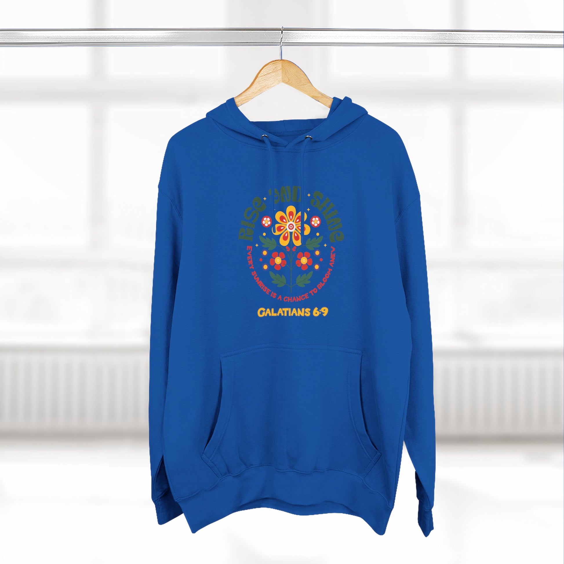 Floral Rise and Shine Hoodie, Cozy Fleece Sweatshirt, Boho Casual Wear, Spring Outfit, Gift for Nature Lovers, Trendy Hooded Sweatshirt