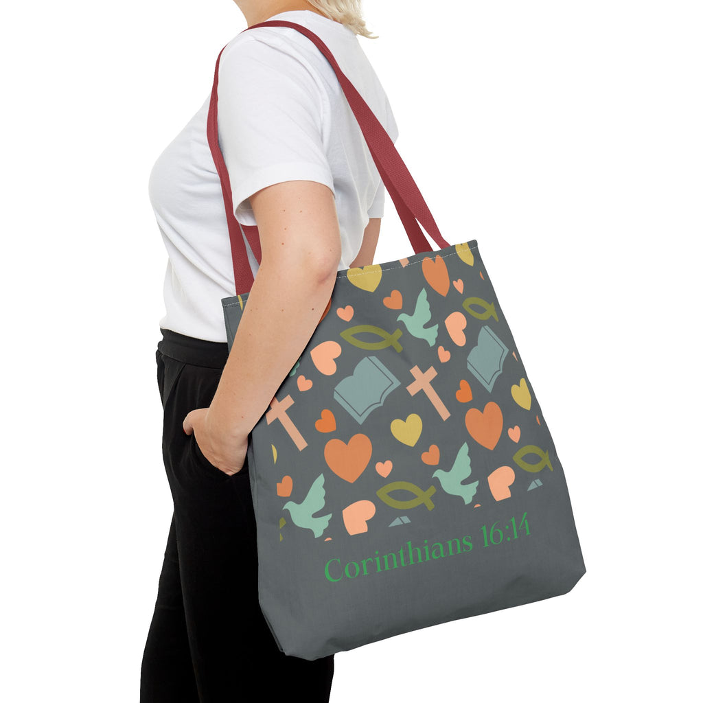 Inspirational Tote Bag - Faith, Love, Hope, Gift for Her, Spiritual Accessories, Bible Verse Tote