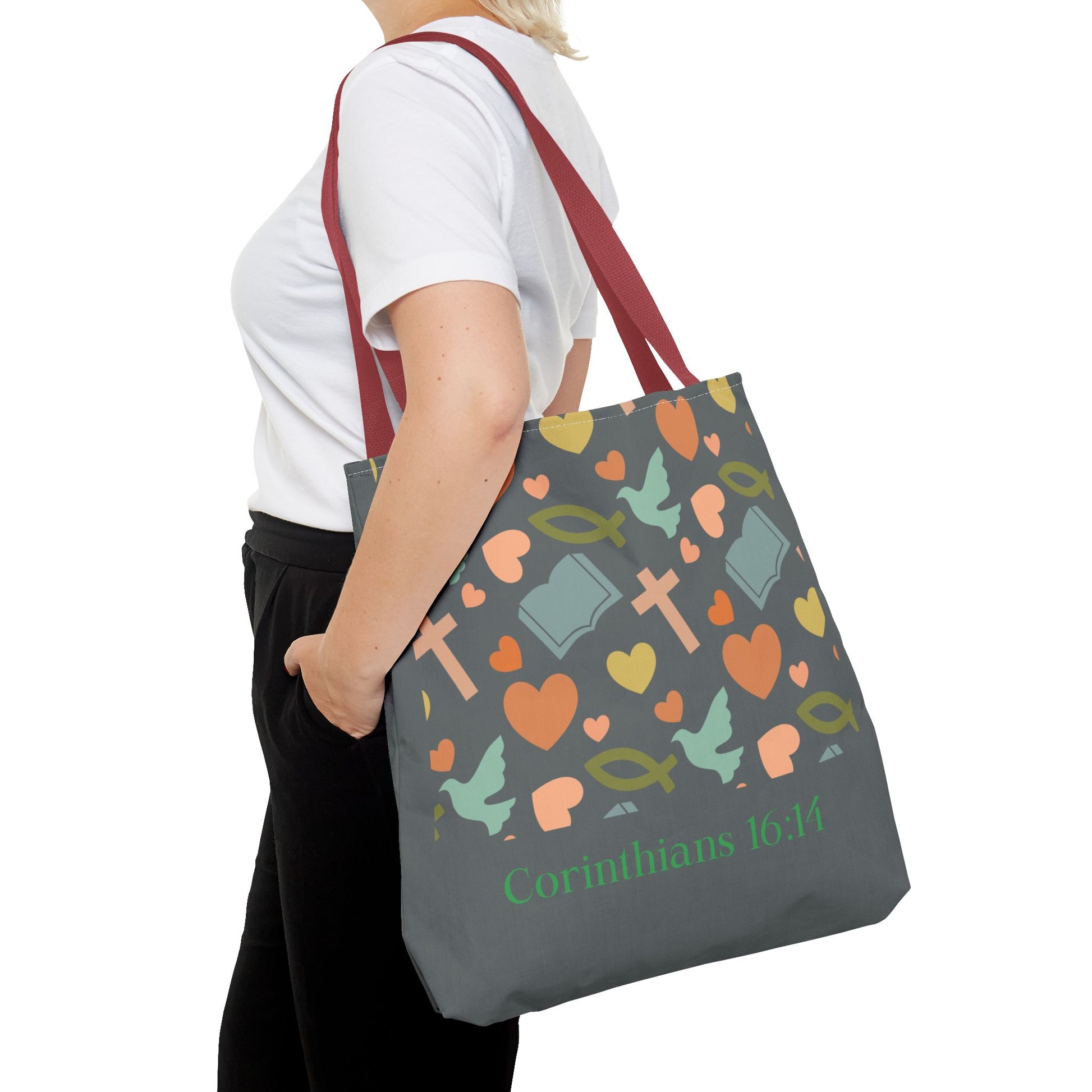 Inspirational Tote Bag - Faith, Love, Hope, Gift for Her, Spiritual Accessories, Bible Verse Tote