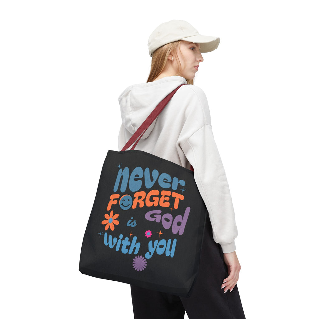 Inspirational Tote Bag - "Never Forget God is with You" - Motivational Gift, Faith-Based, Everyday Use, Shopping Bag, Church Bag, [...]
