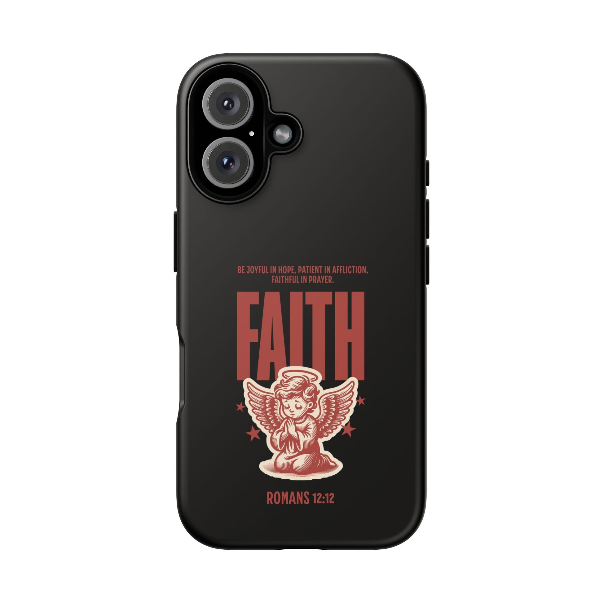 Faith-Inspired Tough Phone Case, Angel Phone Cover, Inspirational Mobile Protector, Christian Gift, Romans 12:12 Decor