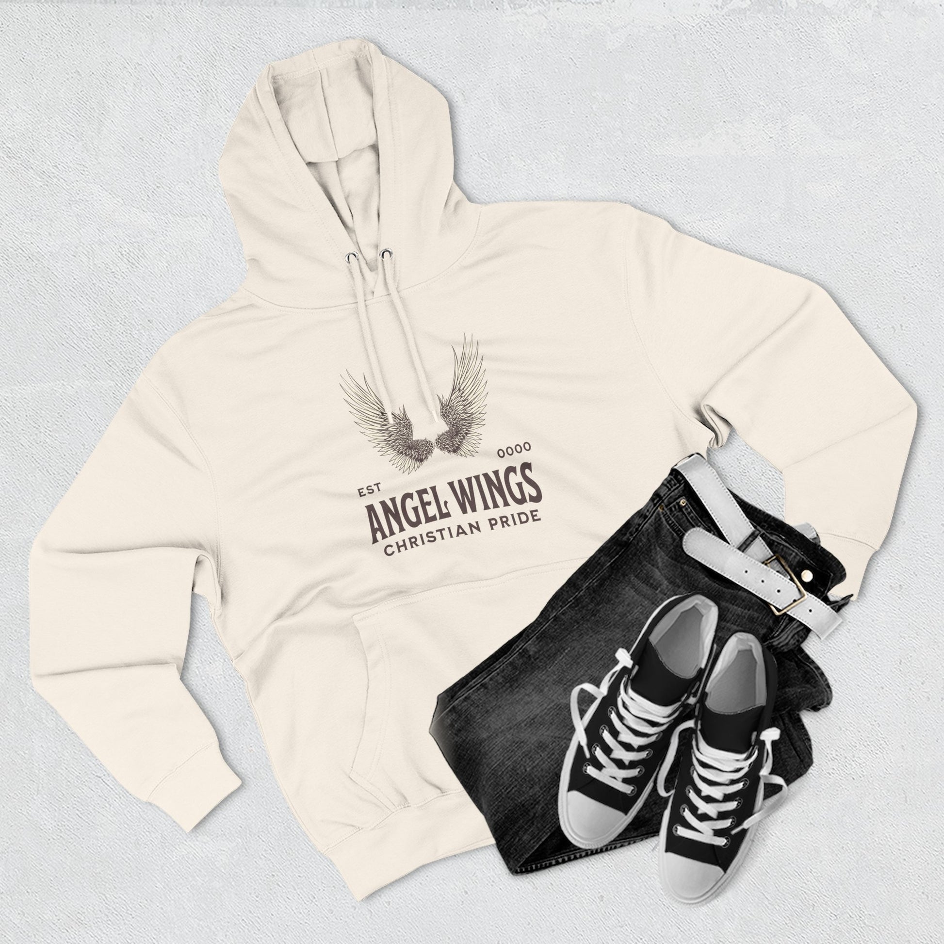 Angel Wings Fleece Hoodie, Christian Pride Apparel, Cozy Religious Gift, Inspirational Sweater, Faith-based Fashion