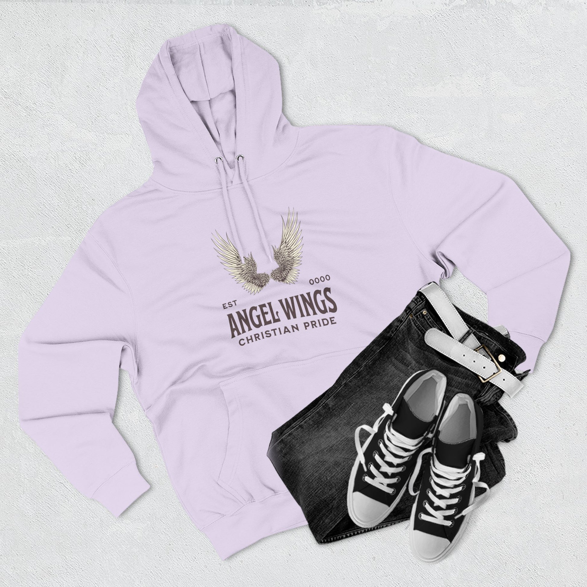 Angel Wings Fleece Hoodie, Christian Pride Apparel, Cozy Religious Gift, Inspirational Sweater, Faith-based Fashion