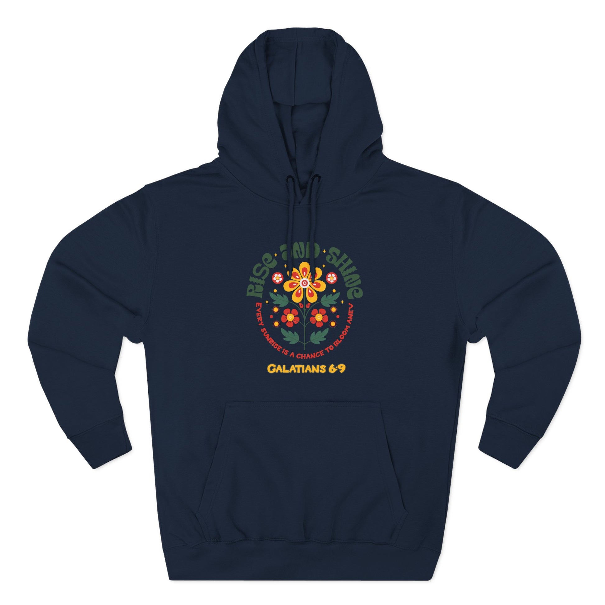 Floral Rise and Shine Hoodie, Cozy Fleece Sweatshirt, Boho Casual Wear, Spring Outfit, Gift for Nature Lovers, Trendy Hooded Sweatshirt
