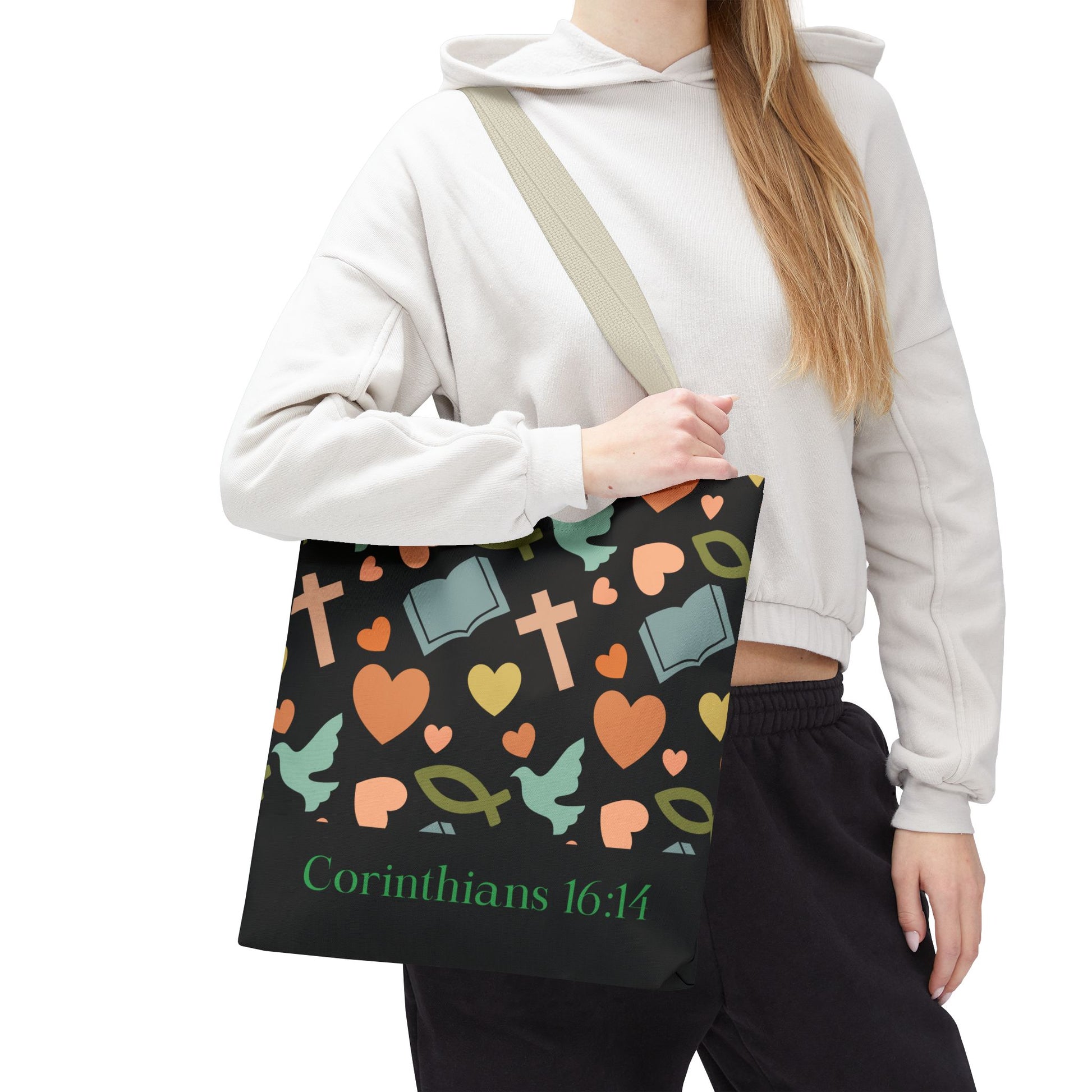 Christian Tote Bag with Inspirational Design, Perfect for Church, Gift for Believers, Faith-based Accessory, Everyday Use, Bible Verse Tote