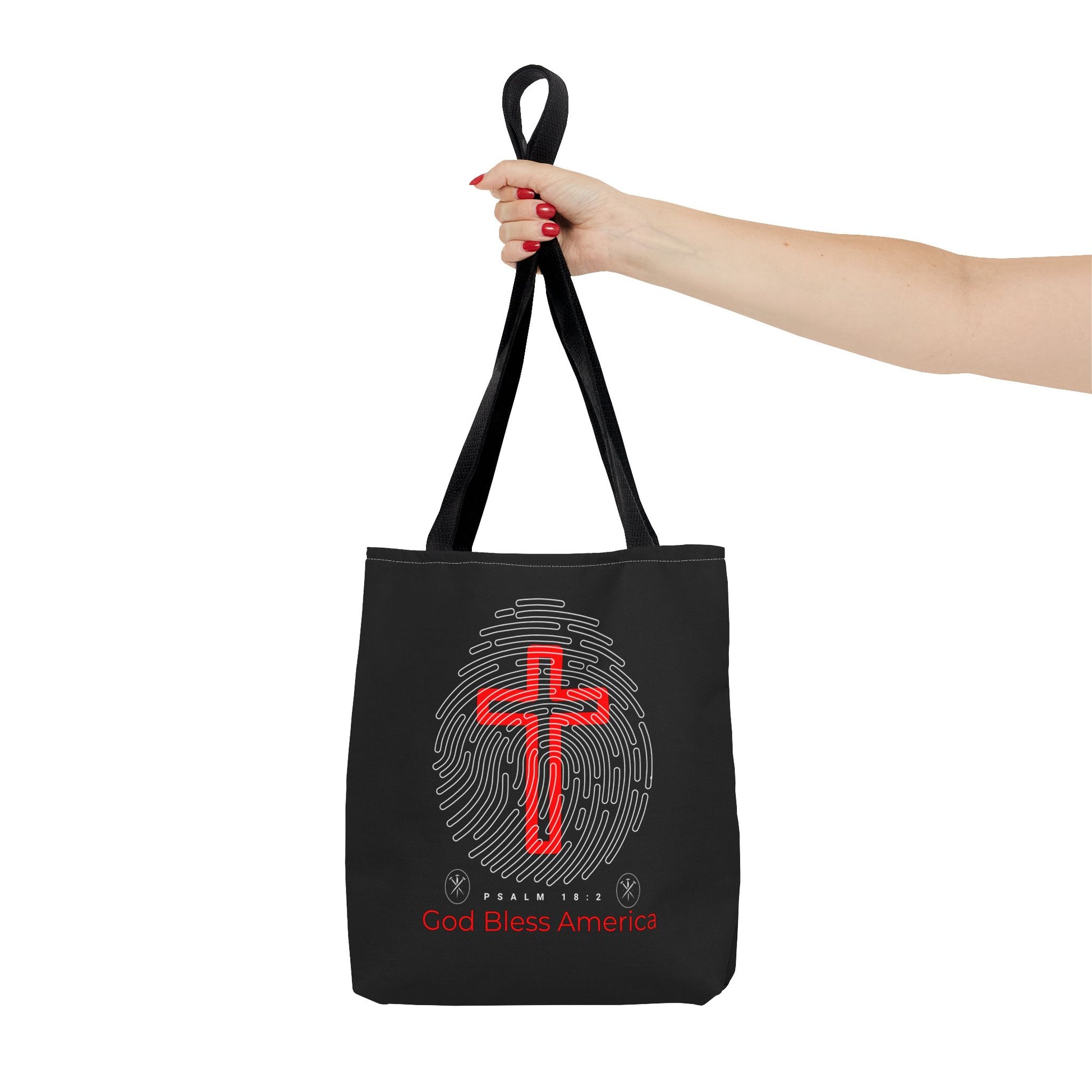 Faith-Inspired Tote Bag, Cross Design, God Bless America, Christian Gift, Spiritual Tote, Everyday Use, Religious Shopper