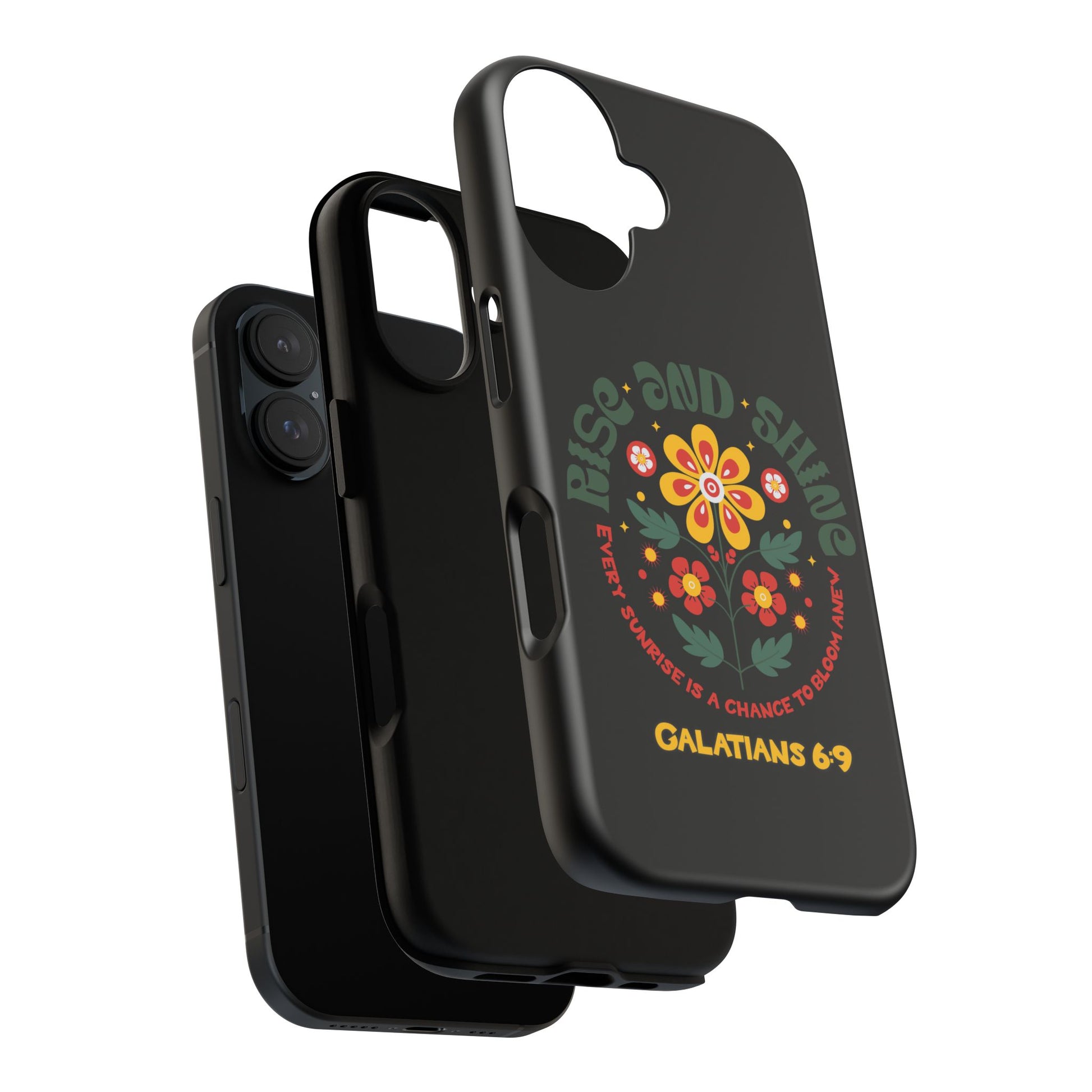 Floral "Rise and Shine" Galatians 6:9 Phone Case – Motivational Christian Gift