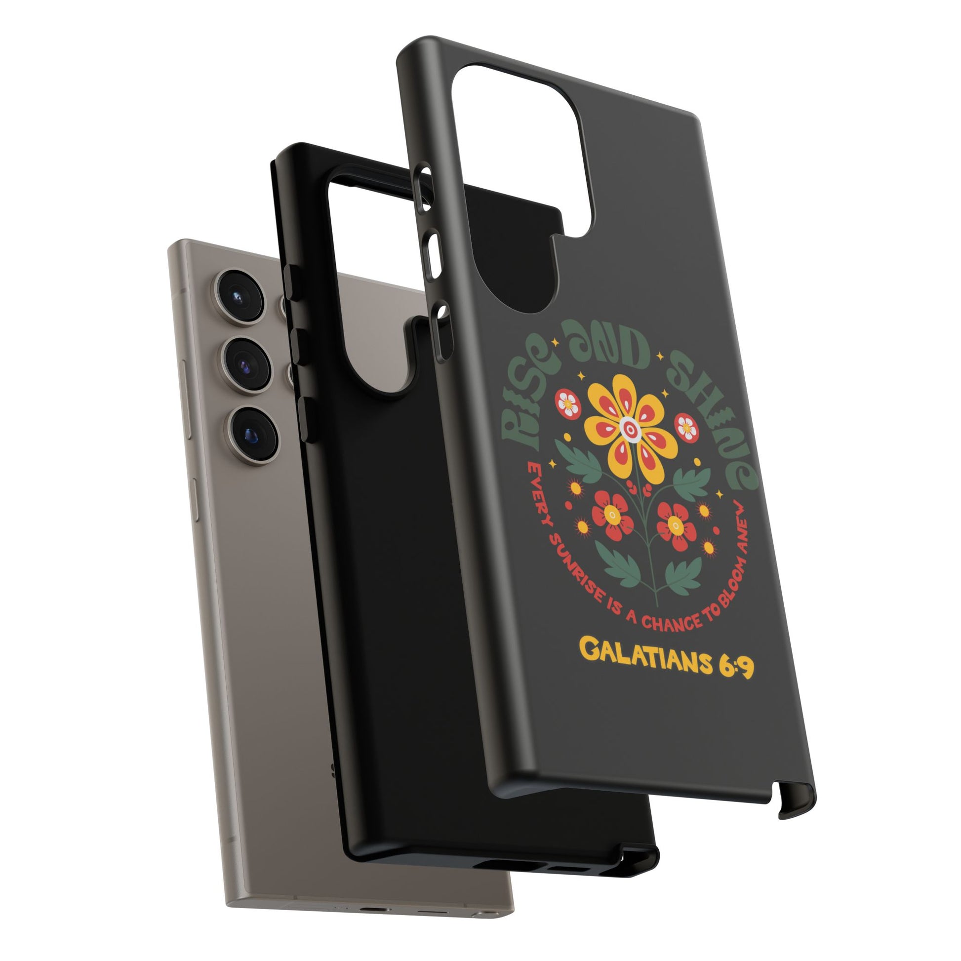 Floral "Rise and Shine" Galatians 6:9 Phone Case – Motivational Christian Gift
