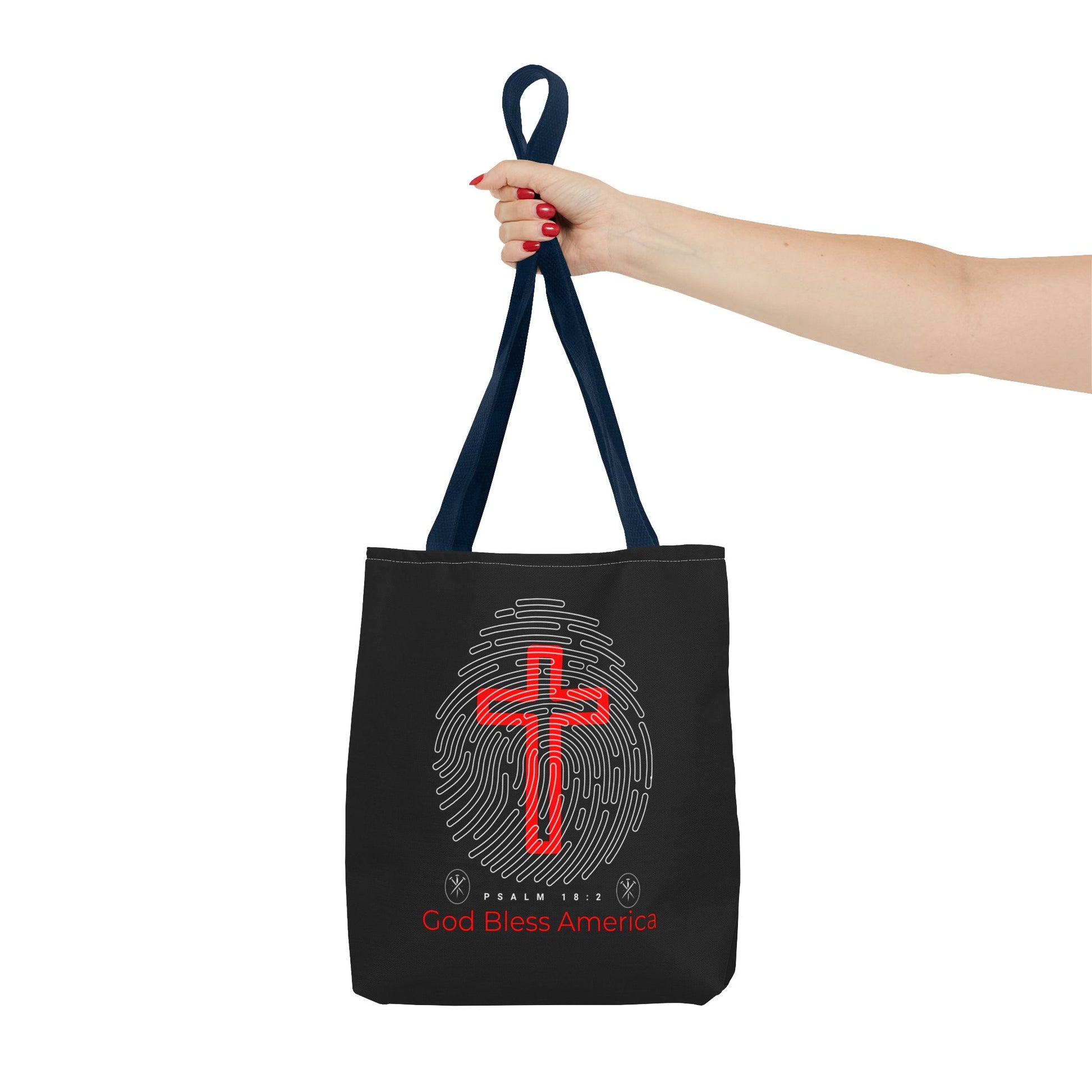 Faith-Inspired Tote Bag, Cross Design, God Bless America, Christian Gift, Spiritual Tote, Everyday Use, Religious Shopper