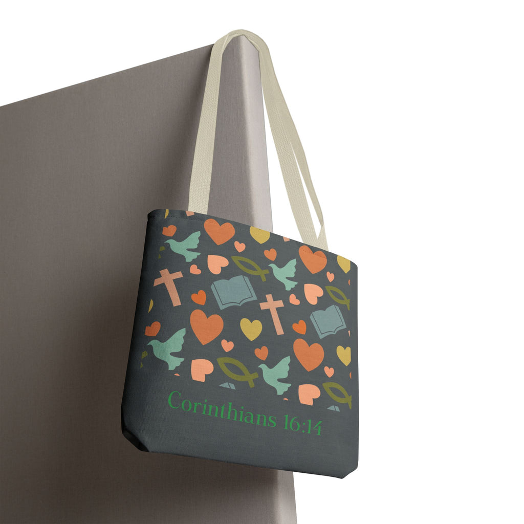 Inspirational Tote Bag - Faith, Love, Hope, Gift for Her, Spiritual Accessories, Bible Verse Tote