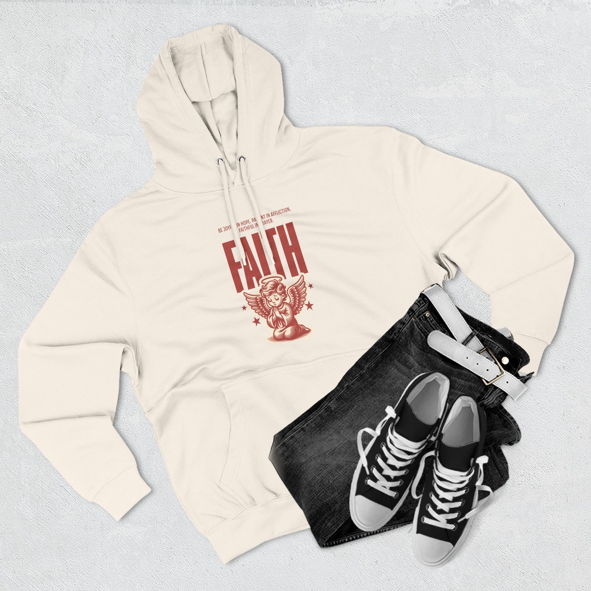 Faith-Inspired Three-Panel Fleece Hoodie, Cozy Spiritual Apparel, Perfect Gift for Friends, Casualwear for Everyday
