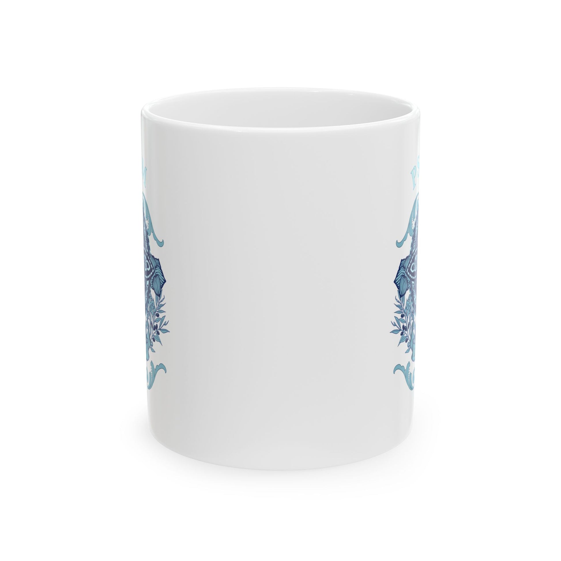 Ceramic Mug, (11oz, 15oz) - Psalm 23:4 Mug – Celtic Cross “I Will Fear No Evil” Scripture Cup