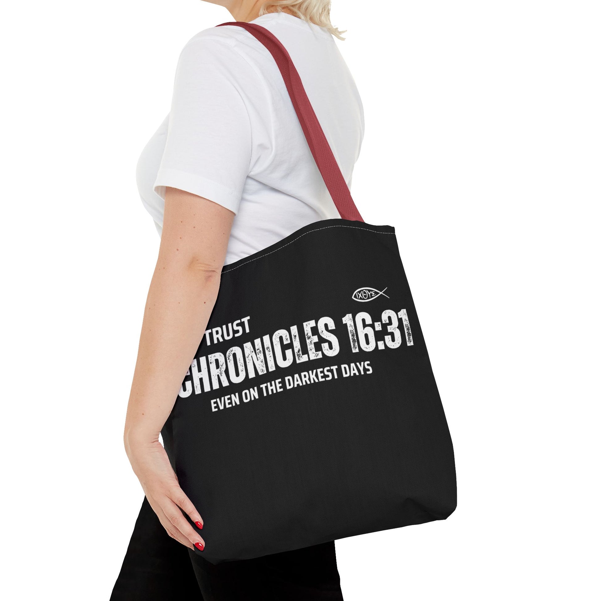 Inspirational Tote Bag - Trust Chronicles 16:31, Faith-themed Gift, Bible Verse Tote, Motivational Shopping Bag, Christian Message Accessory
