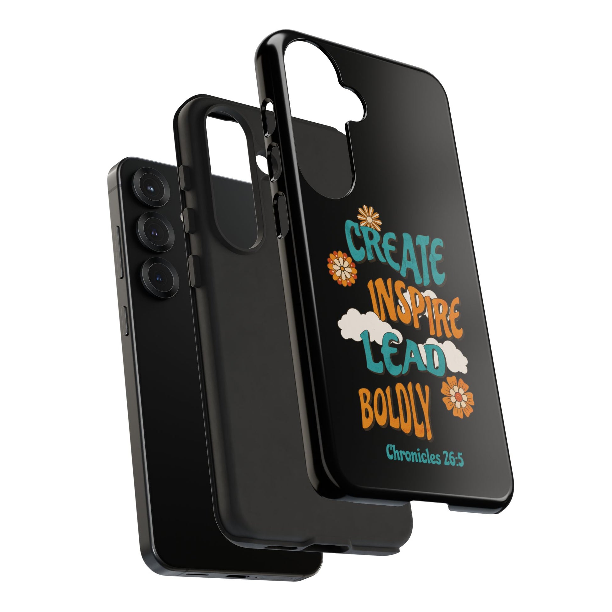 Bold Inspirational Phone Case, Create Inspire Lead Case, Gift for Creatives, Motivational Accessory, Flower Design, Custom Phone Cover