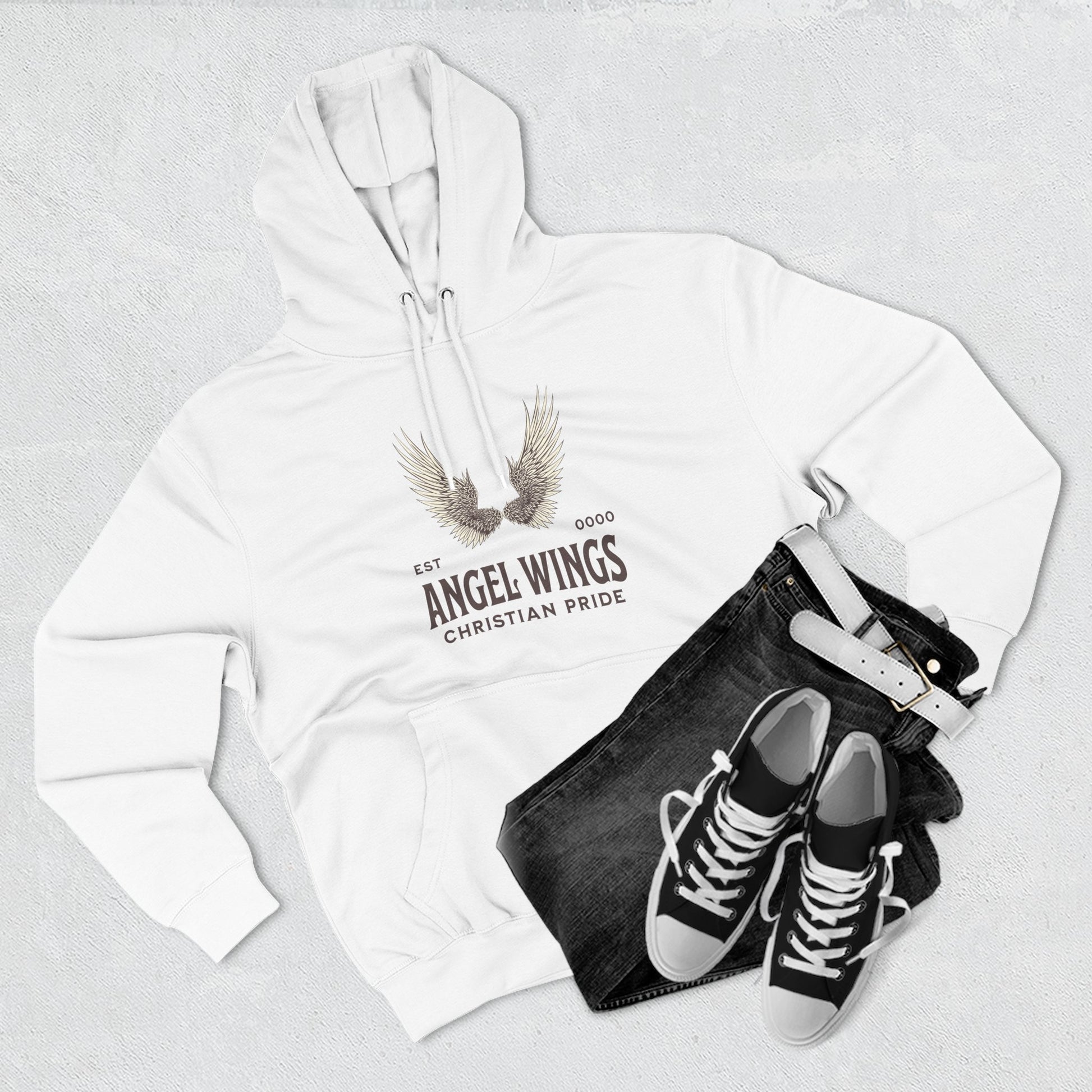 Angel Wings Fleece Hoodie, Christian Pride Apparel, Cozy Religious Gift, Inspirational Sweater, Faith-based Fashion