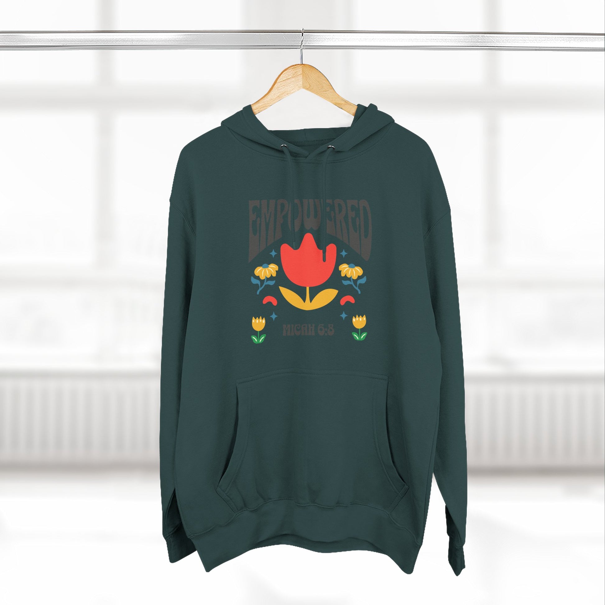Empowered Flower Graphic Hoodie, Inspirational Fleece Sweatshirt for Women, Cozy Gift for Mother's Day, Self-Care Apparel, Positive Vibes