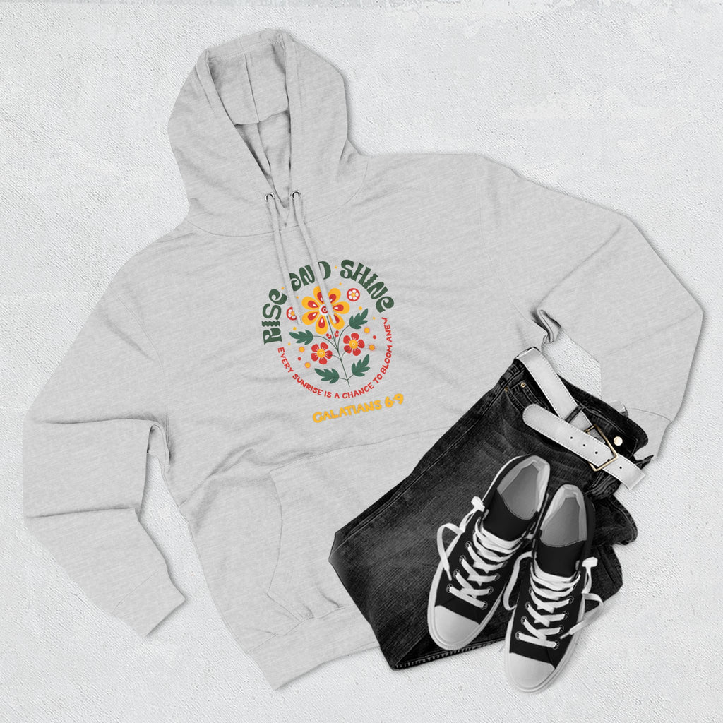 Floral Rise and Shine Hoodie, Cozy Fleece Sweatshirt, Boho Casual Wear, Spring Outfit, Gift for Nature Lovers, Trendy Hooded Sweatshirt