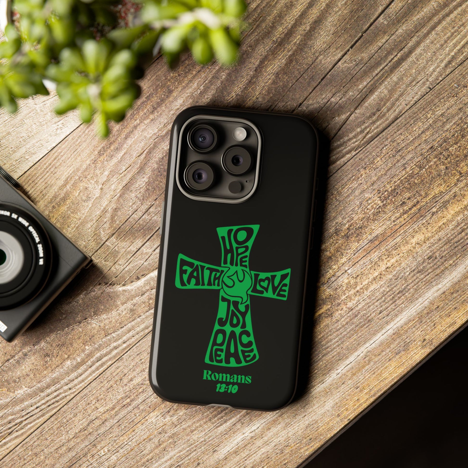 ⭐ Green Cross Design Phone Case – Faith & Renewal