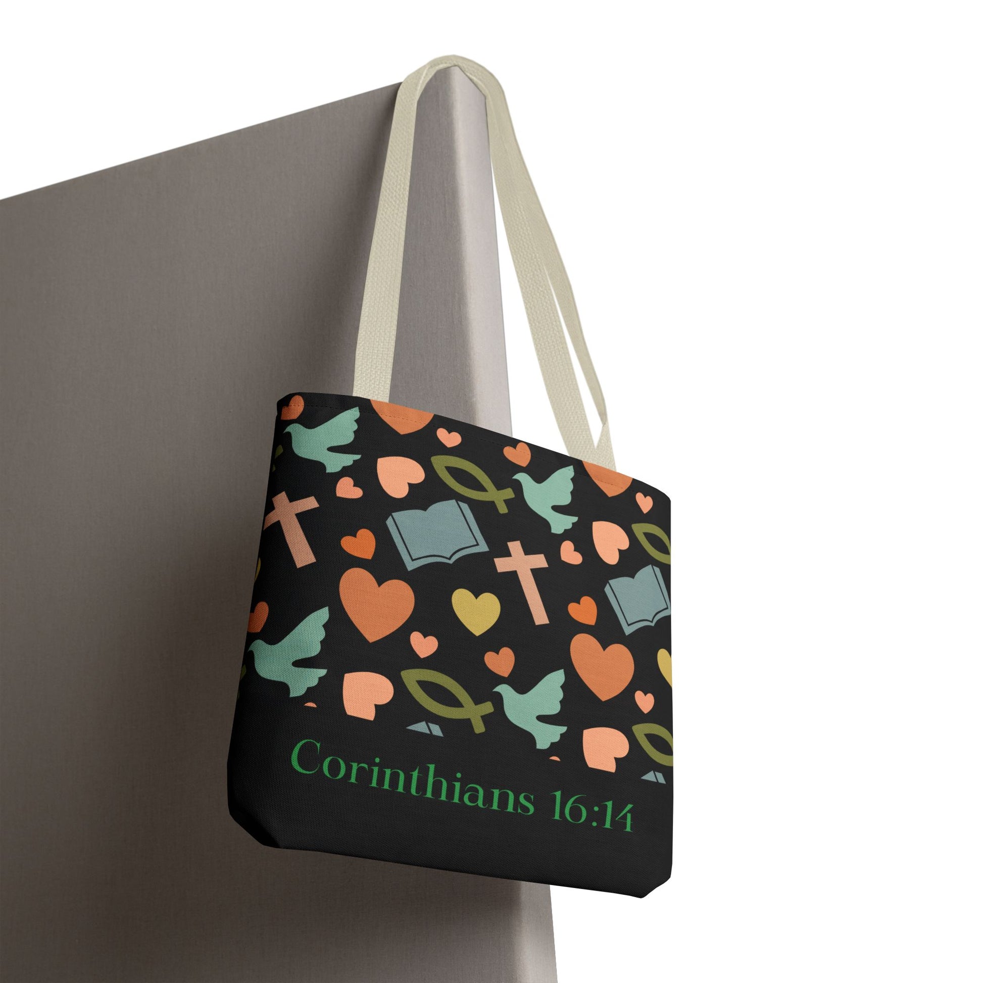 Christian Tote Bag with Inspirational Design, Perfect for Church, Gift for Believers, Faith-based Accessory, Everyday Use, Bible Verse Tote