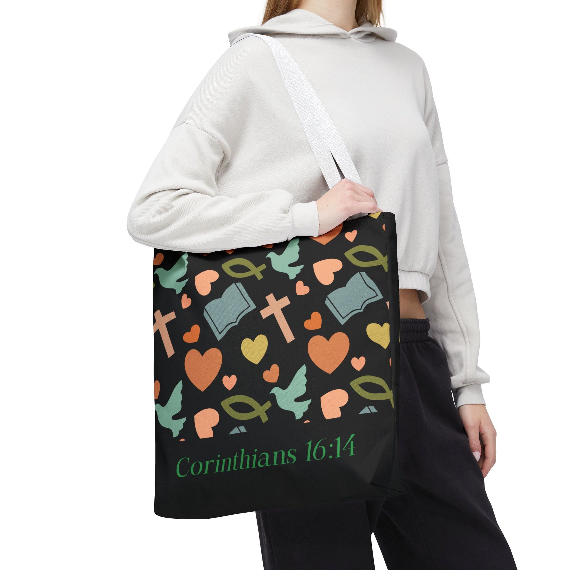 Christian Tote Bag with Inspirational Design, Perfect for Church, Gift for Believers, Faith-based Accessory, Everyday Use, Bible Verse Tote