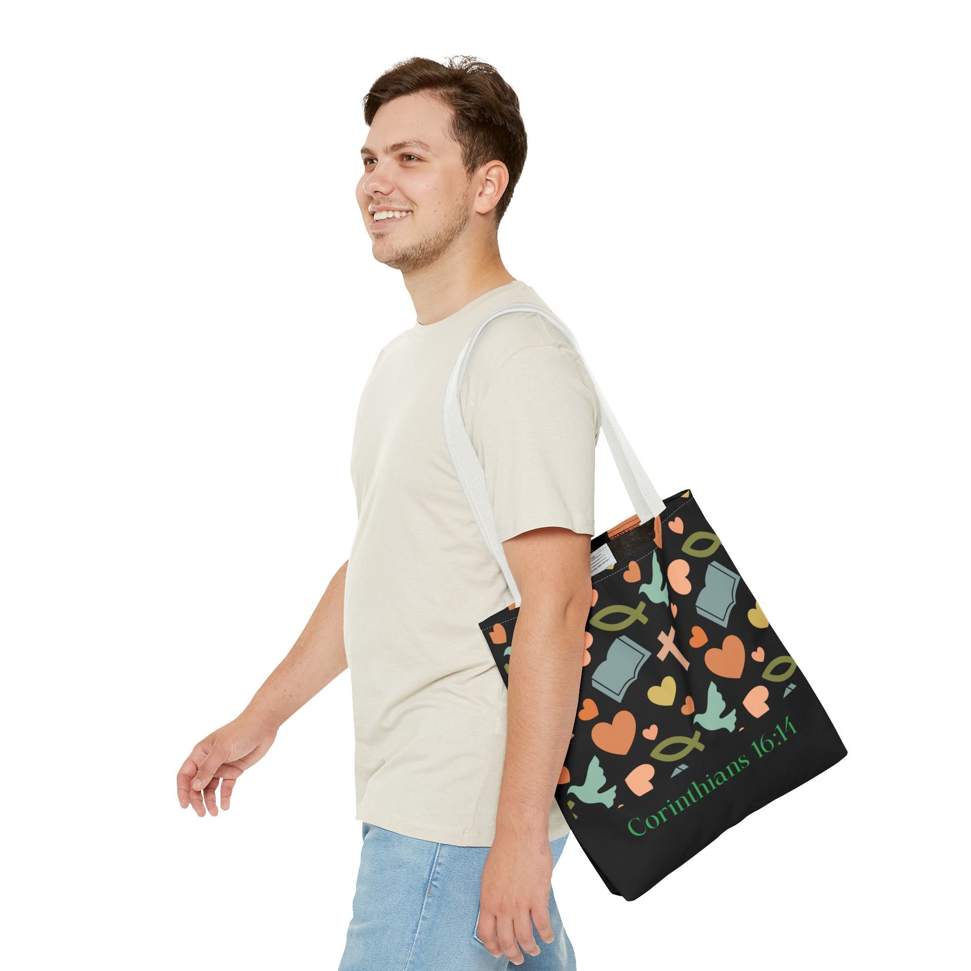 Christian Tote Bag with Inspirational Design, Perfect for Church, Gift for Believers, Faith-based Accessory, Everyday Use, Bible Verse Tote