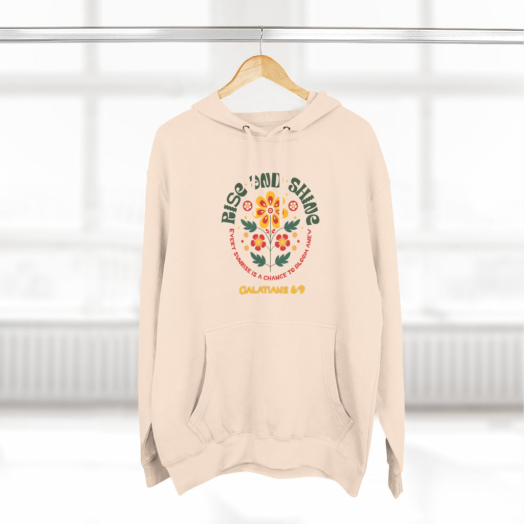 Floral Rise and Shine Hoodie, Cozy Fleece Sweatshirt, Boho Casual Wear, Spring Outfit, Gift for Nature Lovers, Trendy Hooded Sweatshirt