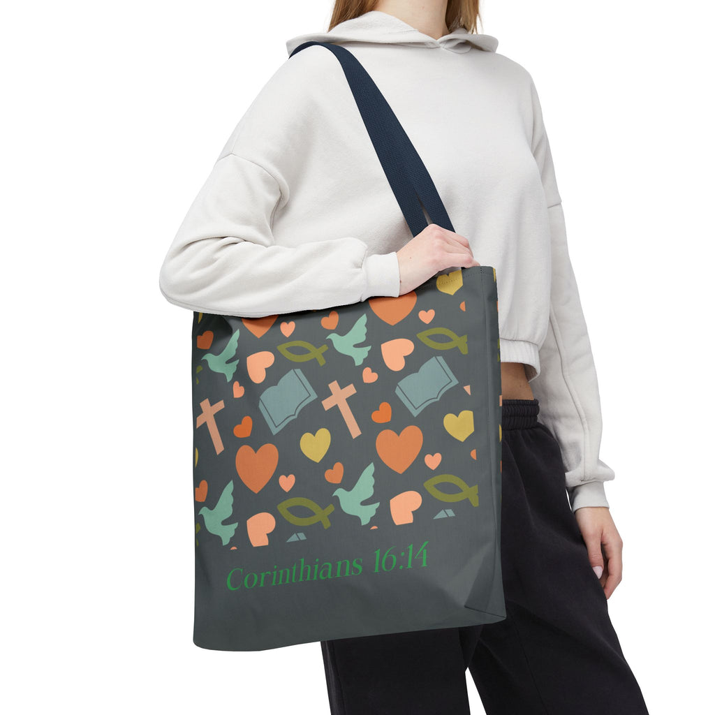 Inspirational Tote Bag - Faith, Love, Hope, Gift for Her, Spiritual Accessories, Bible Verse Tote