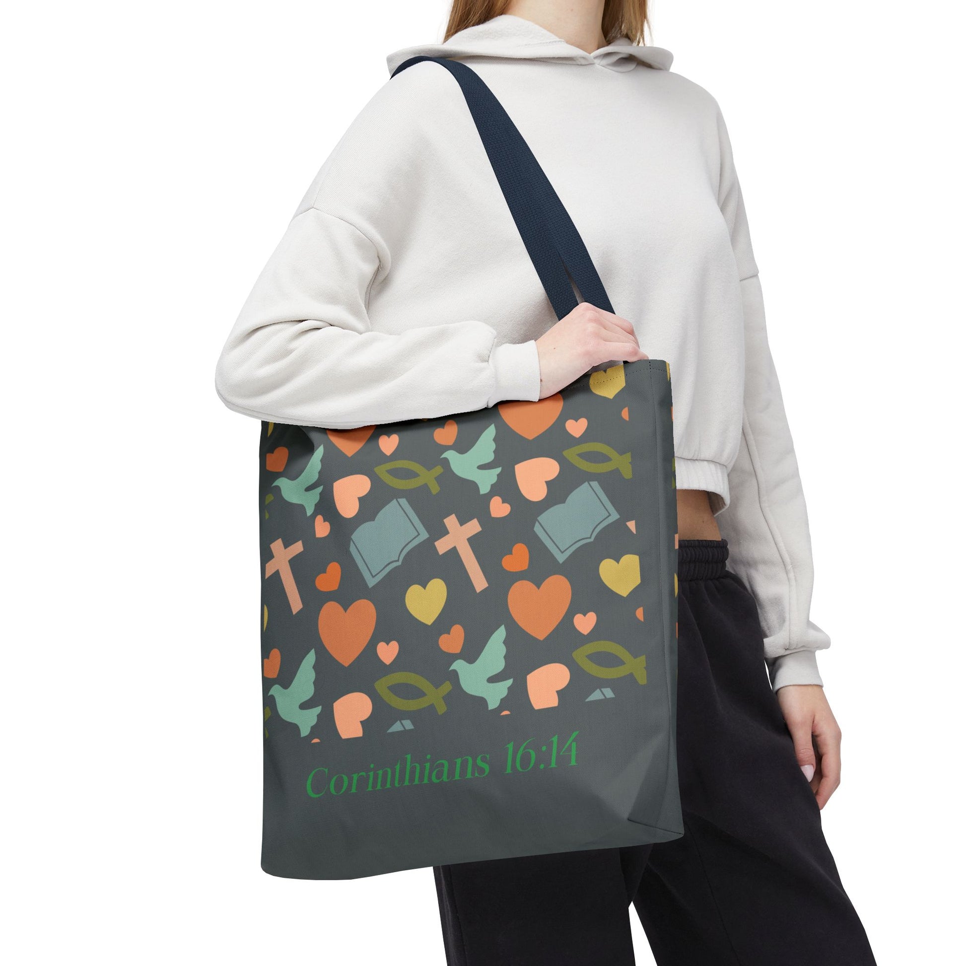Inspirational Tote Bag - Faith, Love, Hope, Gift for Her, Spiritual Accessories, Bible Verse Tote