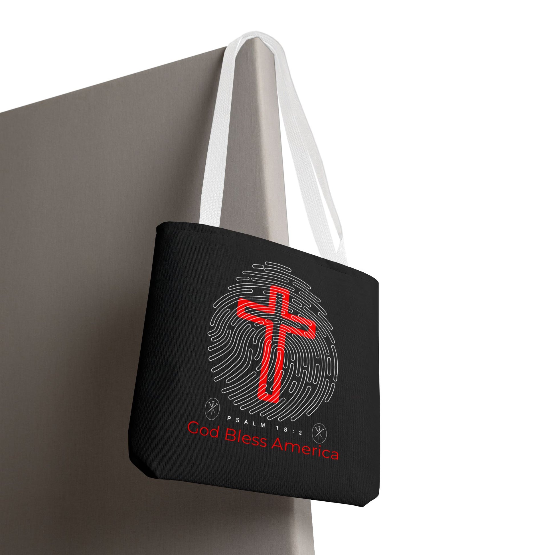 Faith-Inspired Tote Bag, Cross Design, God Bless America, Christian Gift, Spiritual Tote, Everyday Use, Religious Shopper