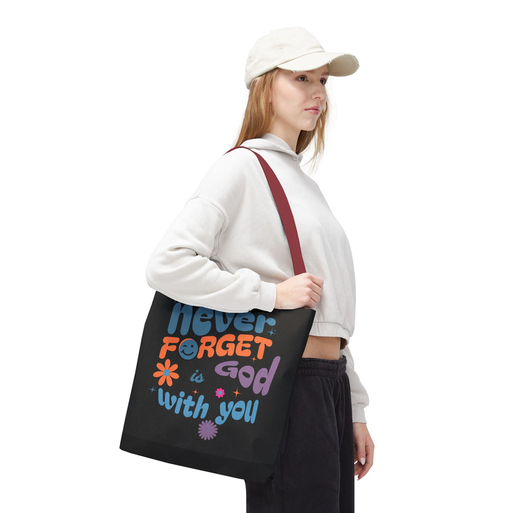 Inspirational Tote Bag - "Never Forget God is with You" - Motivational Gift, Faith-Based, Everyday Use, Shopping Bag, Church Bag, [...]