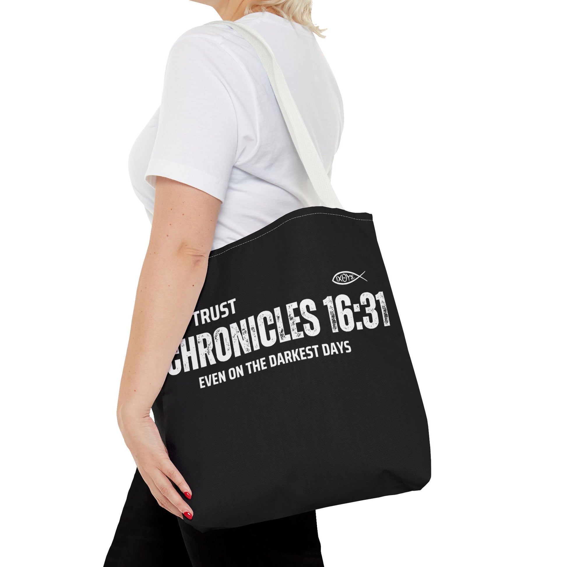 Inspirational Tote Bag - Trust Chronicles 16:31, Faith-themed Gift, Bible Verse Tote, Motivational Shopping Bag, Christian Message Accessory