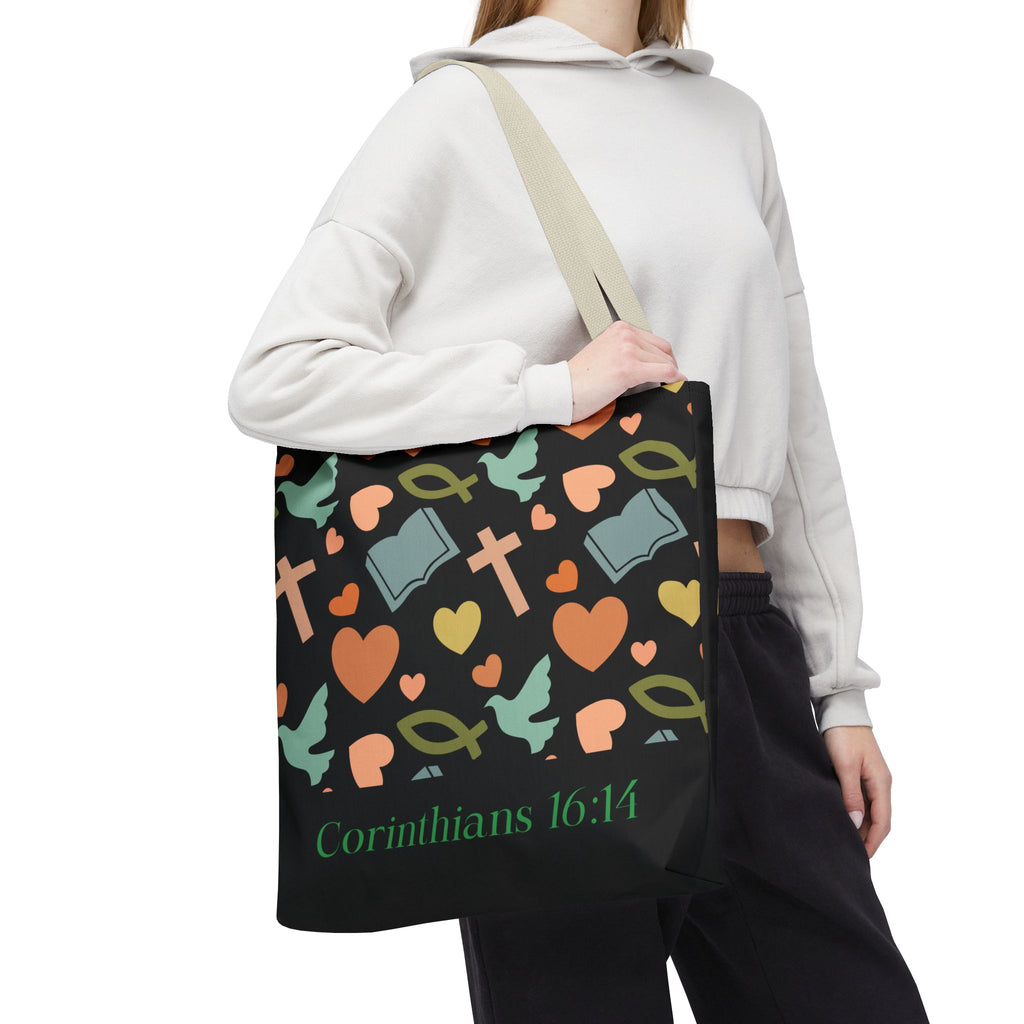 Christian Tote Bag with Inspirational Design, Perfect for Church, Gift for Believers, Faith-based Accessory, Everyday Use, Bible Verse Tote