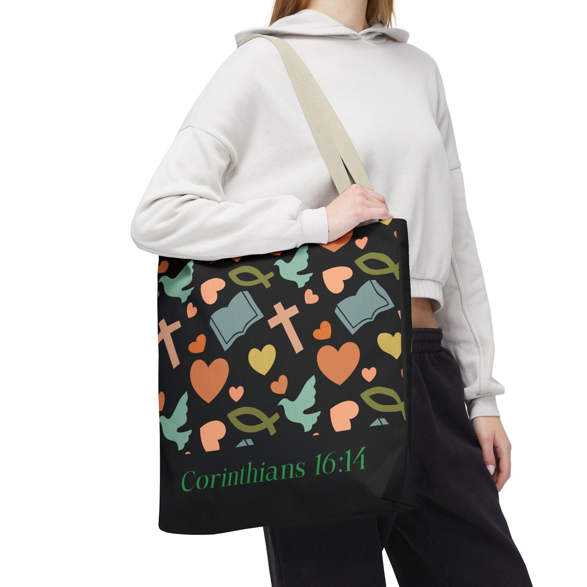 Christian Tote Bag with Inspirational Design, Perfect for Church, Gift for Believers, Faith-based Accessory, Everyday Use, Bible Verse Tote