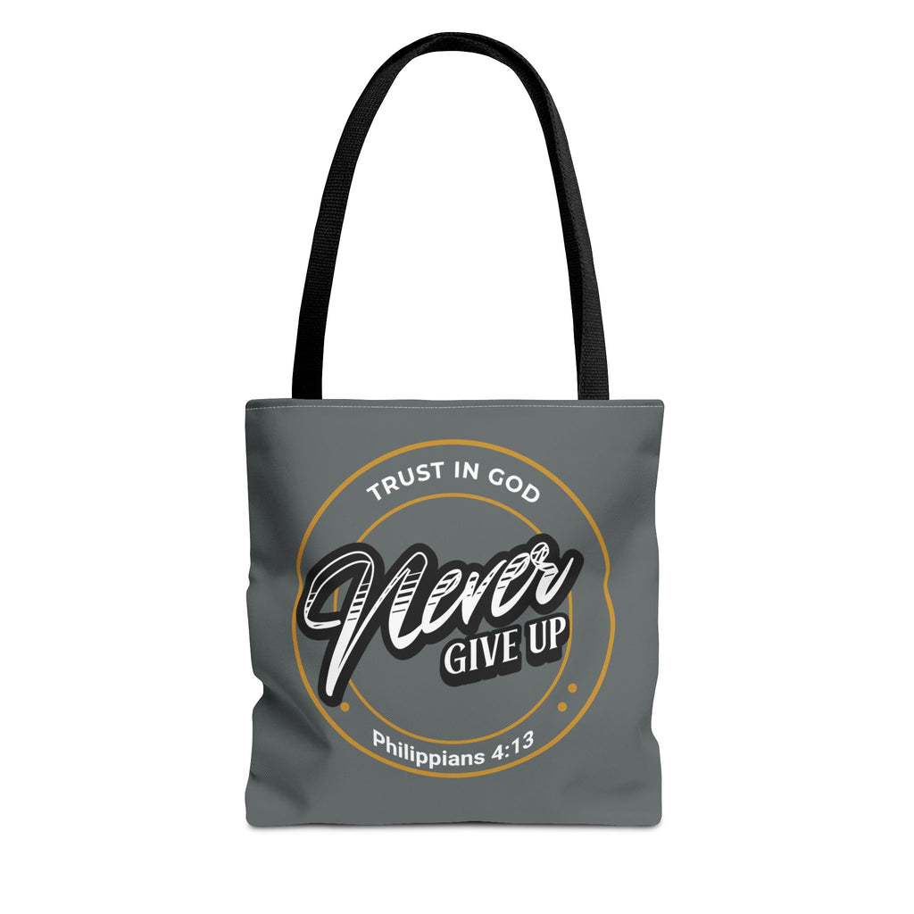Inspirational Tote Bag, Trust in God, Never Give Up, Bible Verse Bag, Motivational Purse, Christian Gift, Philippians 4:13