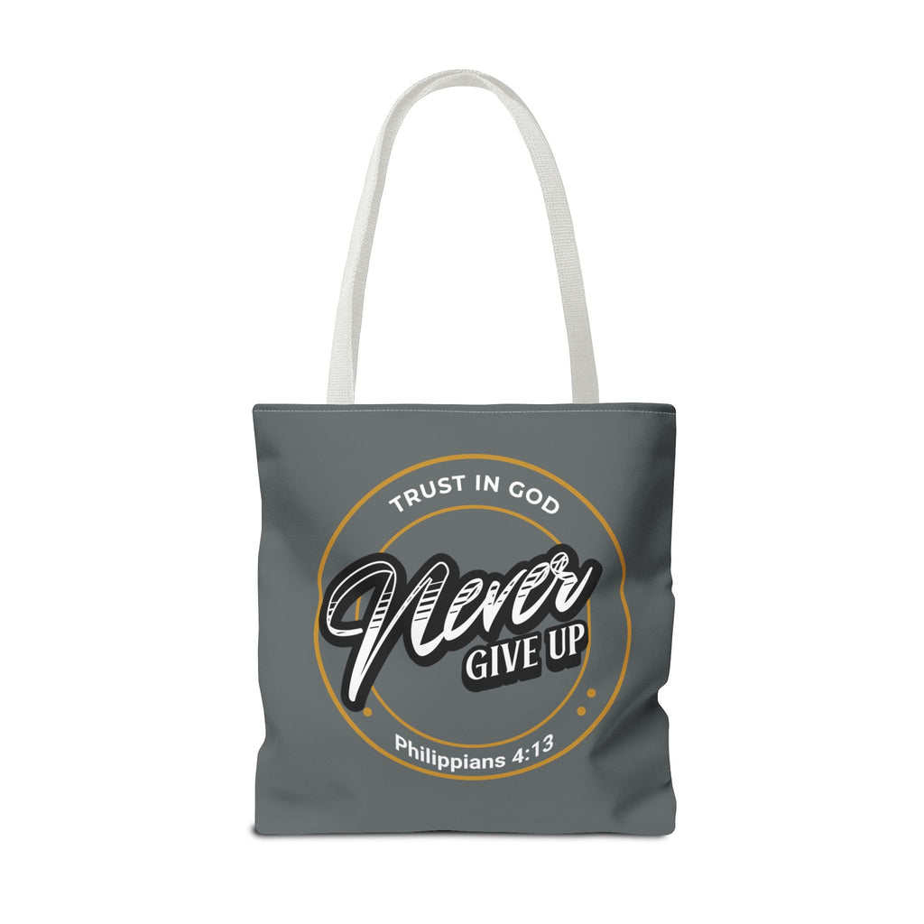 Inspirational Tote Bag, Trust in God, Never Give Up, Bible Verse Bag, Motivational Purse, Christian Gift, Philippians 4:13
