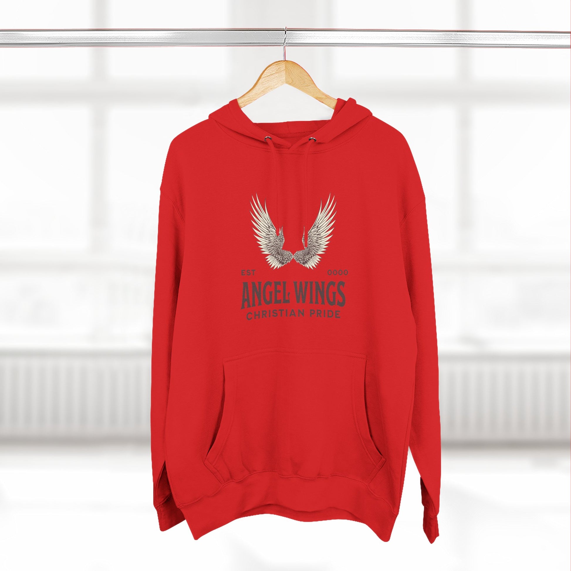 Angel Wings Fleece Hoodie, Christian Pride Apparel, Cozy Religious Gift, Inspirational Sweater, Faith-based Fashion