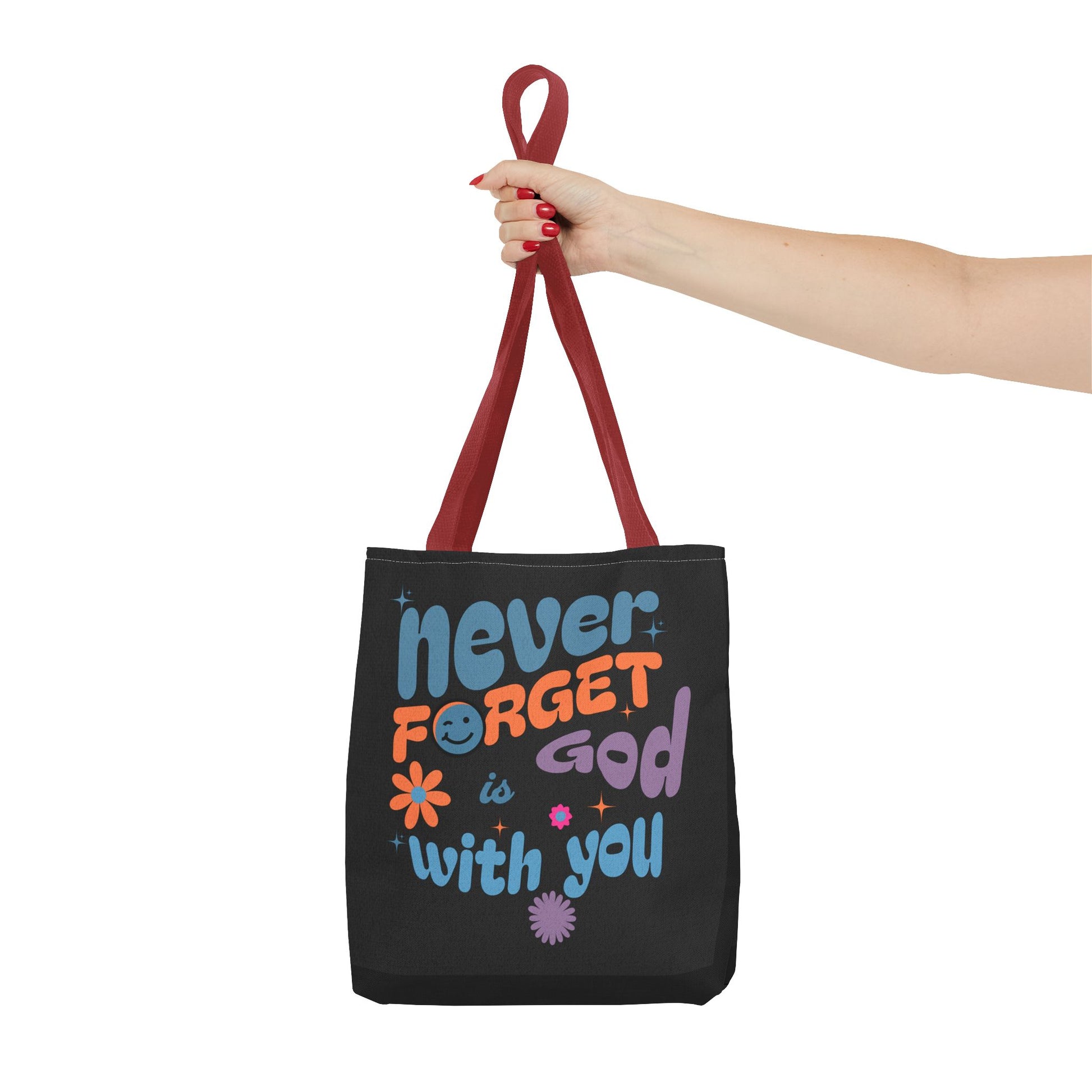 Inspirational Tote Bag - "Never Forget God is with You" - Motivational Gift, Faith-Based, Everyday Use, Shopping Bag, Church Bag, [...]