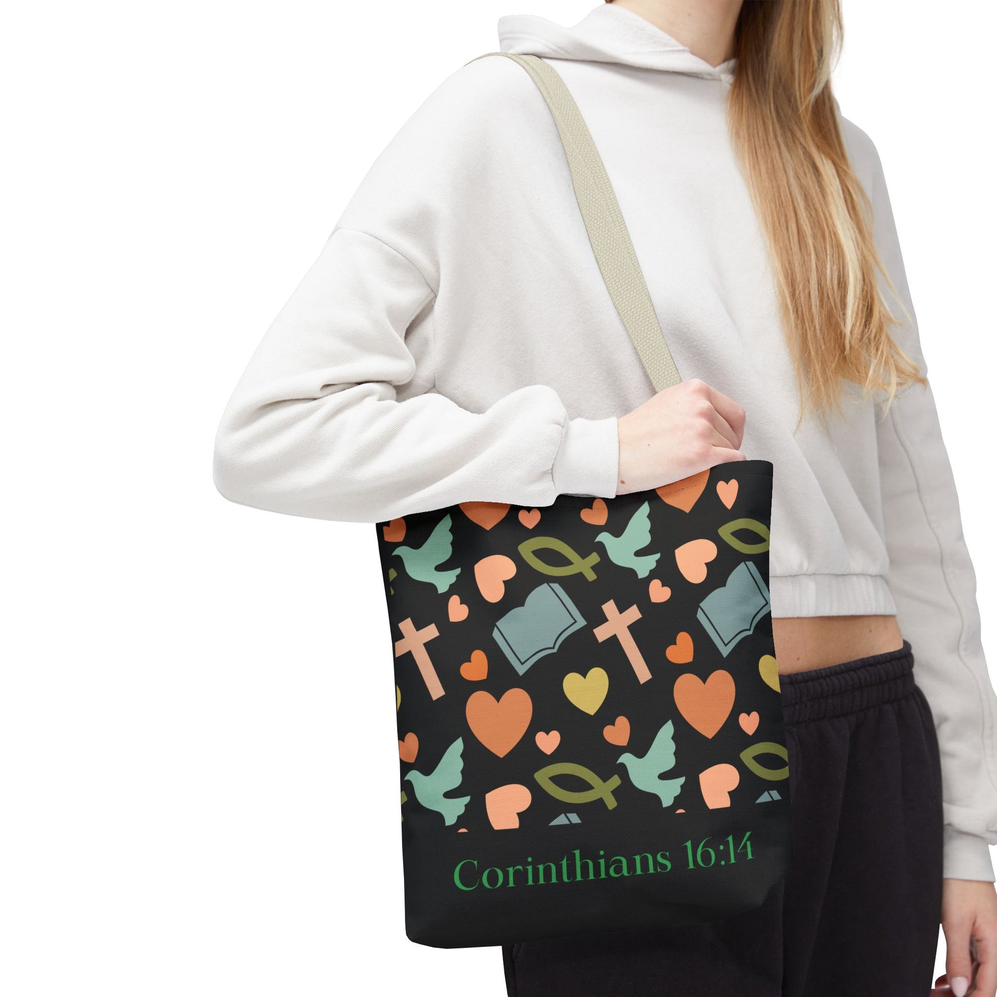 Christian Tote Bag with Inspirational Design, Perfect for Church, Gift for Believers, Faith-based Accessory, Everyday Use, Bible Verse Tote