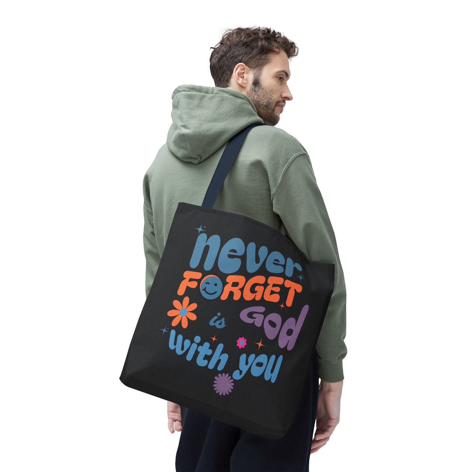 Inspirational Tote Bag - "Never Forget God is with You" - Motivational Gift, Faith-Based, Everyday Use, Shopping Bag, Church Bag, [...]