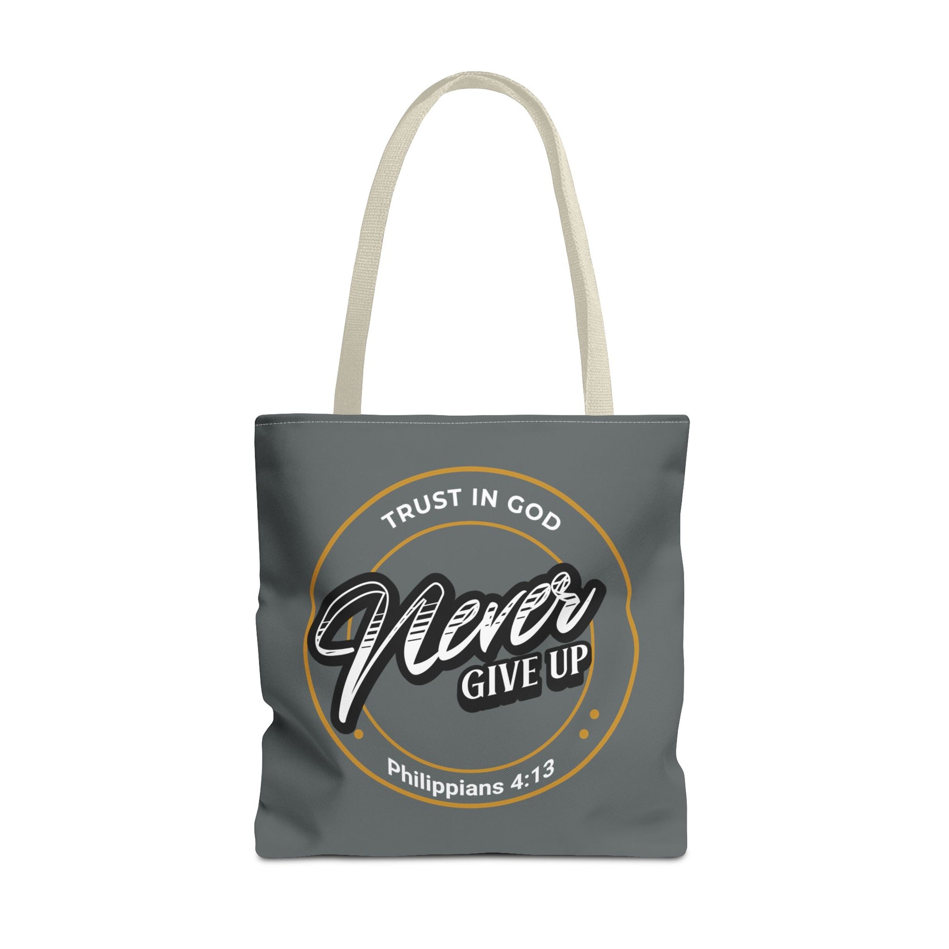 Inspirational Tote Bag, Trust in God, Never Give Up, Bible Verse Bag, Motivational Purse, Christian Gift, Philippians 4:13