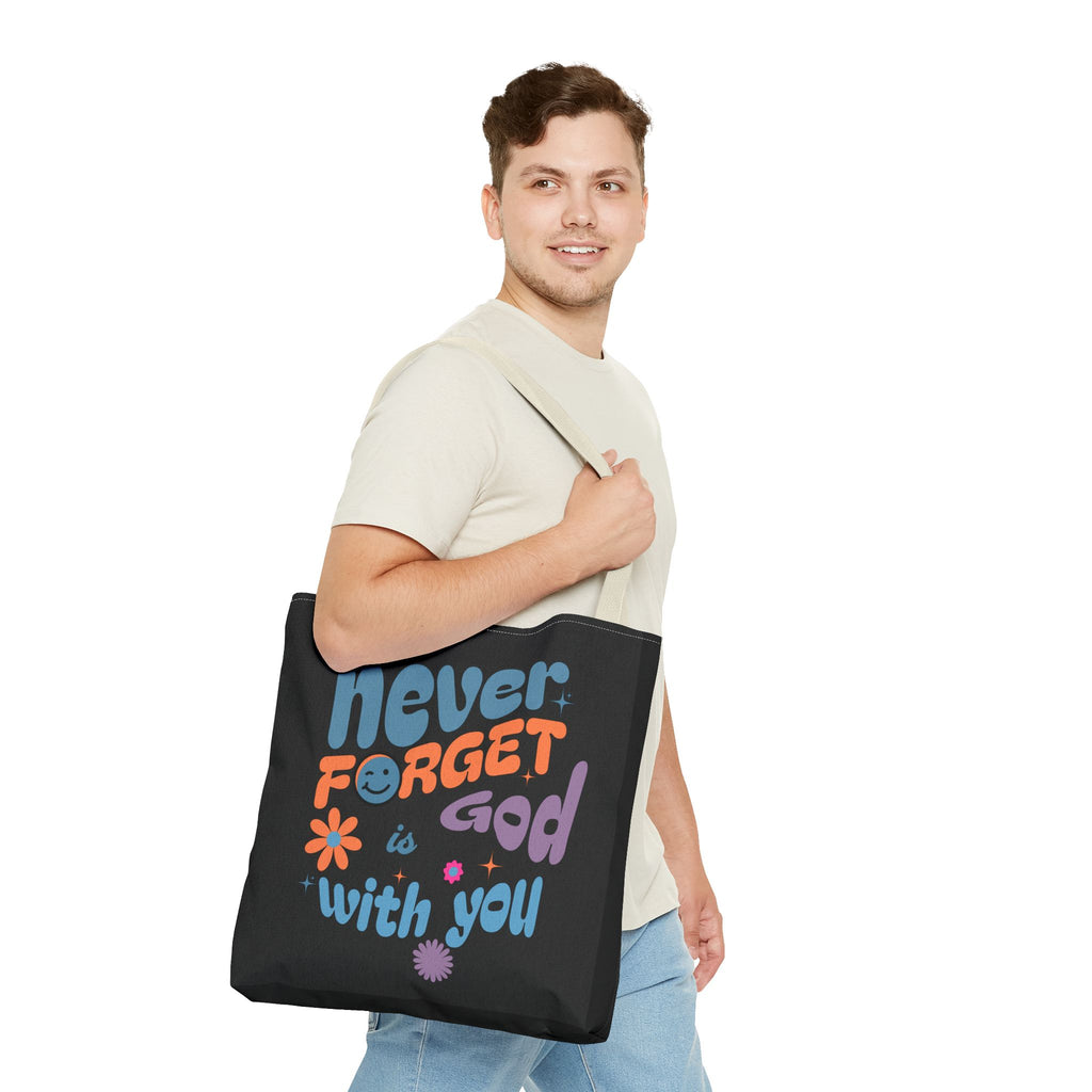 Inspirational Tote Bag - "Never Forget God is with You" - Motivational Gift, Faith-Based, Everyday Use, Shopping Bag, Church Bag, [...]