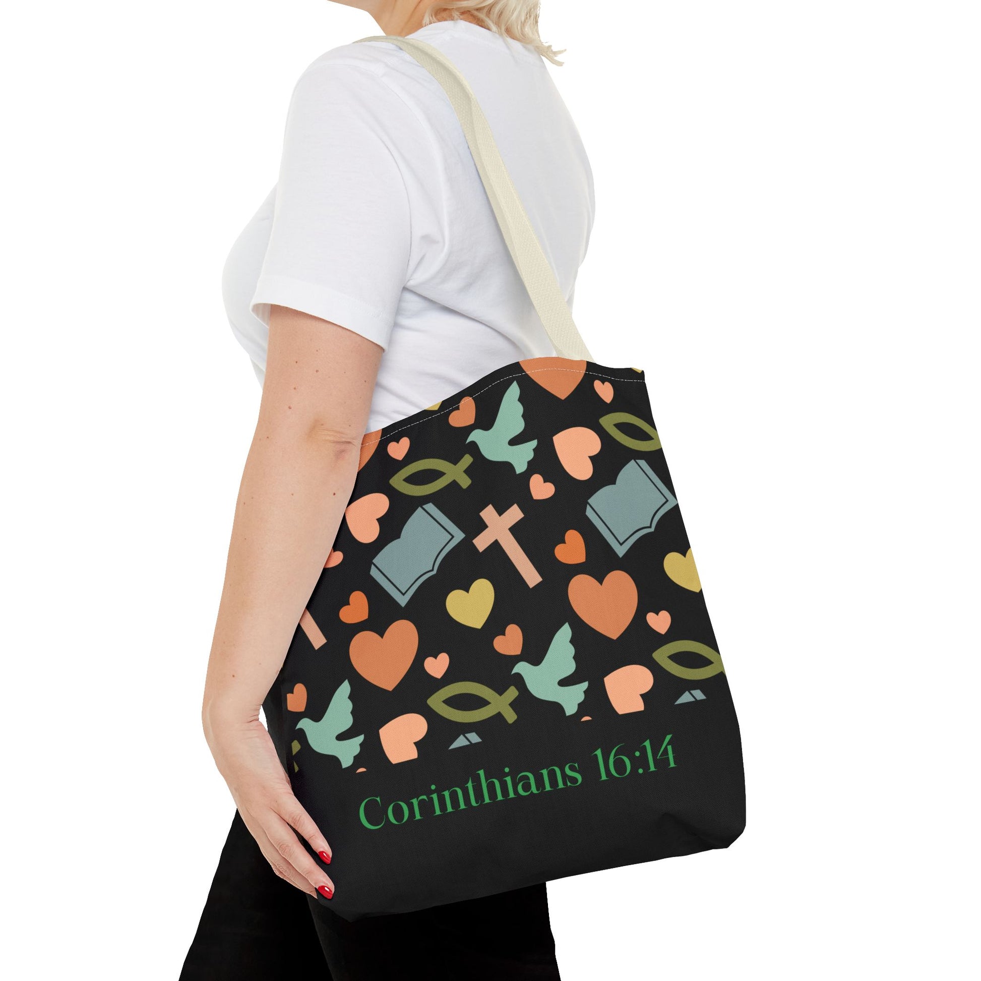 Christian Tote Bag with Inspirational Design, Perfect for Church, Gift for Believers, Faith-based Accessory, Everyday Use, Bible Verse Tote